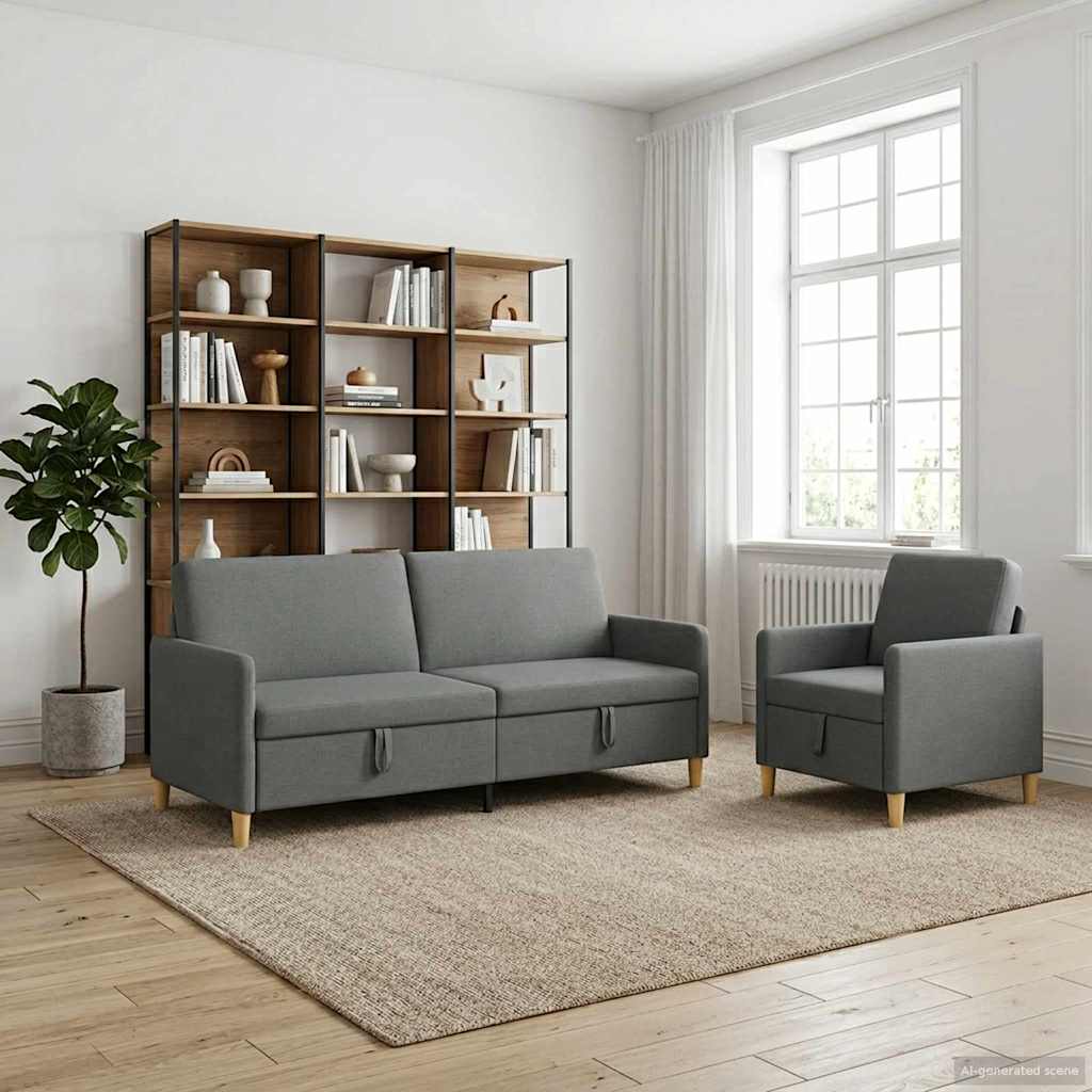 Set sofe s pohranom 2 pcs Tamnosiva Poliester