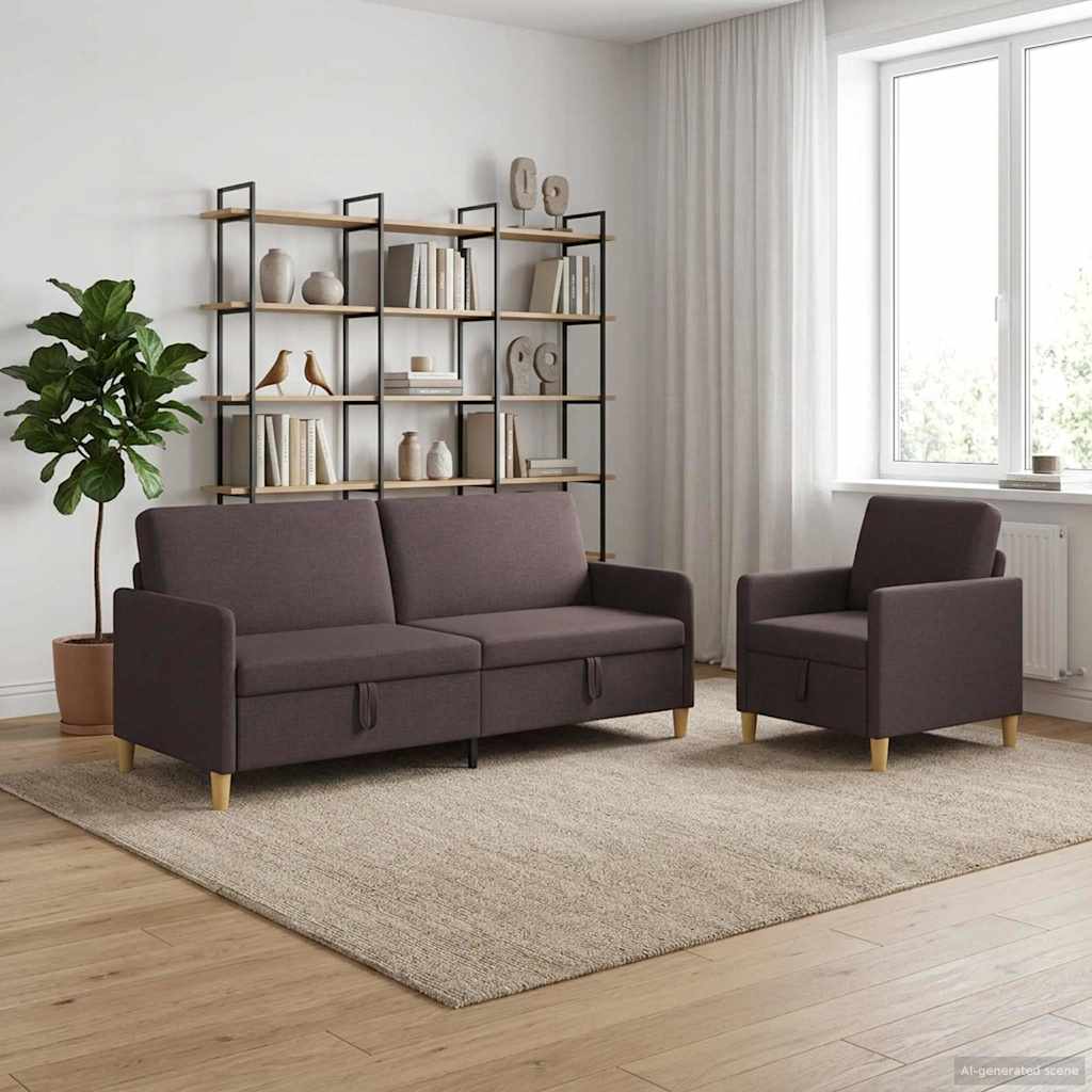 Set sofe s pohranom 2 pcs Tamno smeđa Poliester