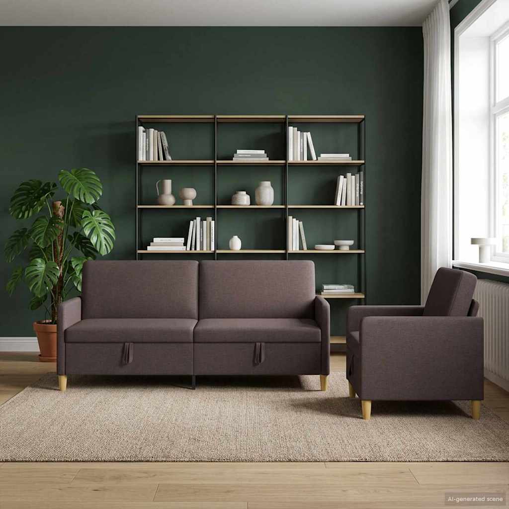 Set sofe s pohranom 2 pcs Tamno smeđa Poliester