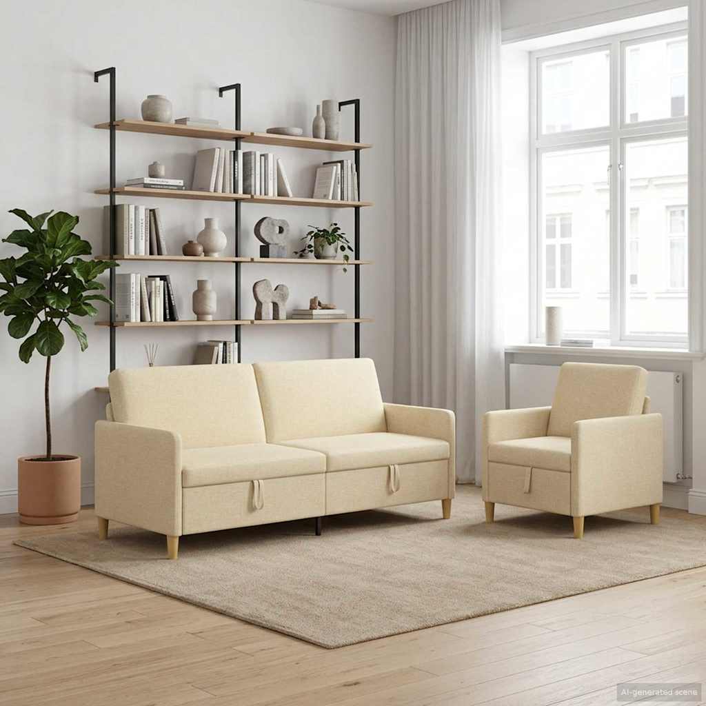Set sofe s pohranom 2 pcs Krem Poliester