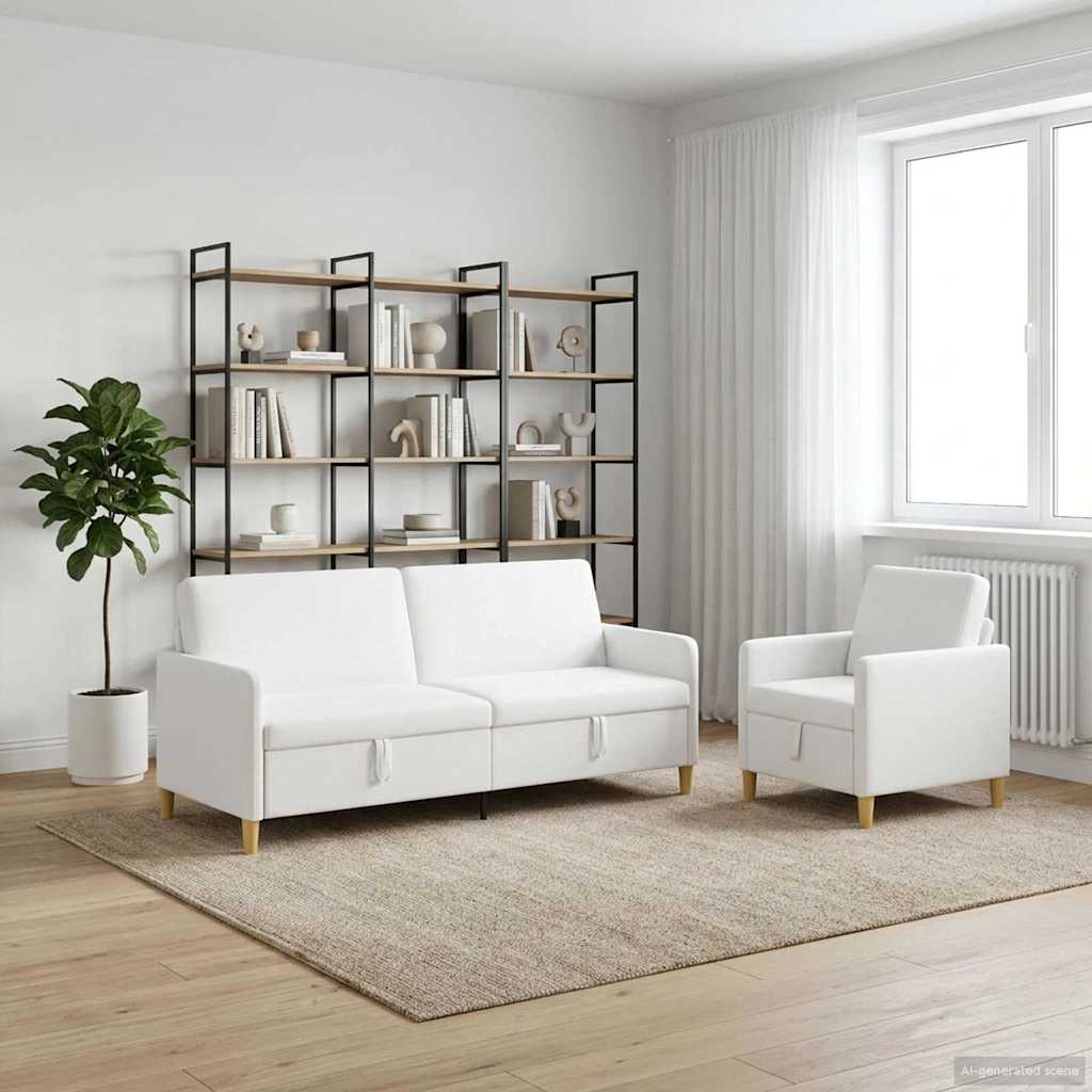 Set sofe s pohranom 2 pcs Bijela Poliester