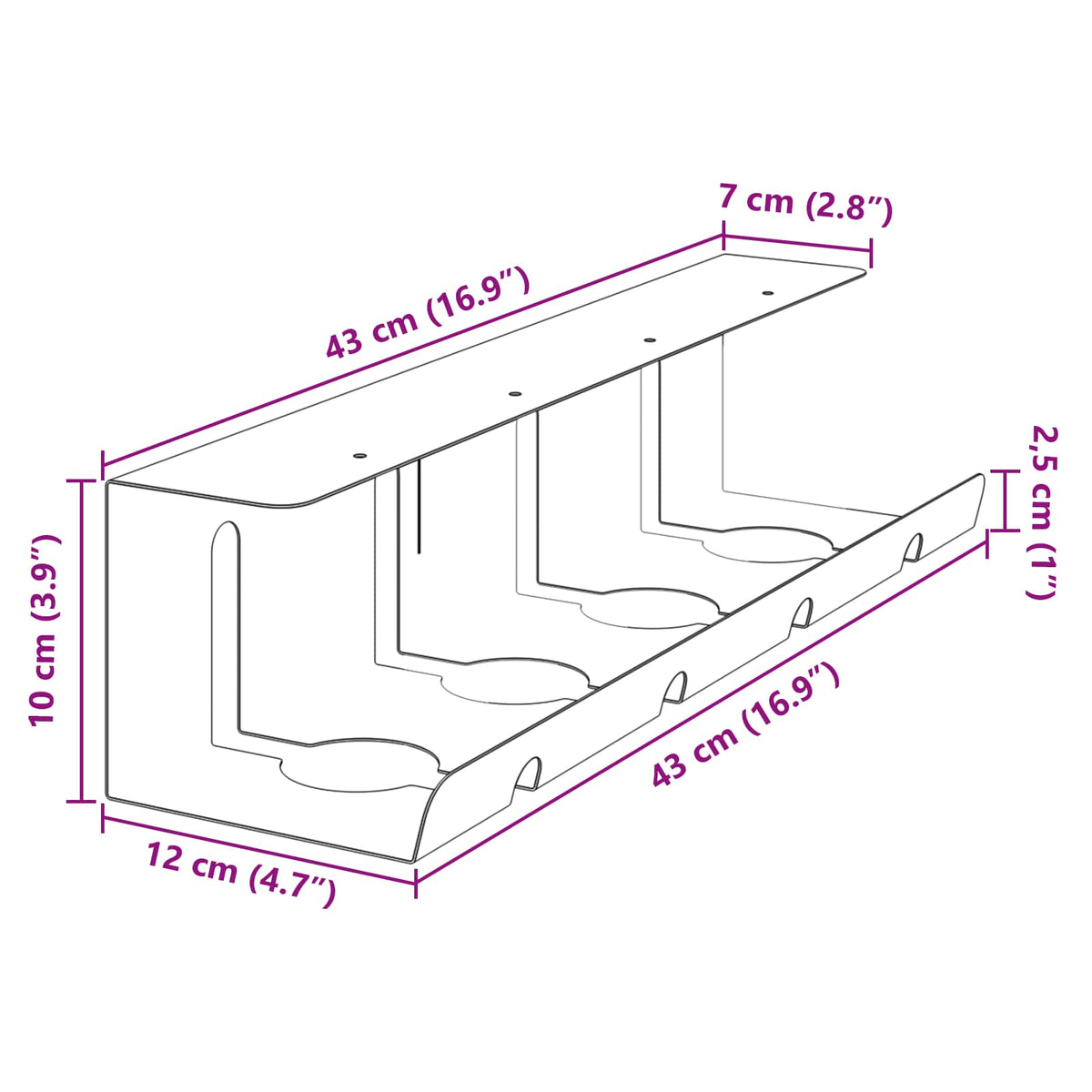 Pohranite kablove ispod stola 2 kom. Antracit 43 x 12 x 10 cm
