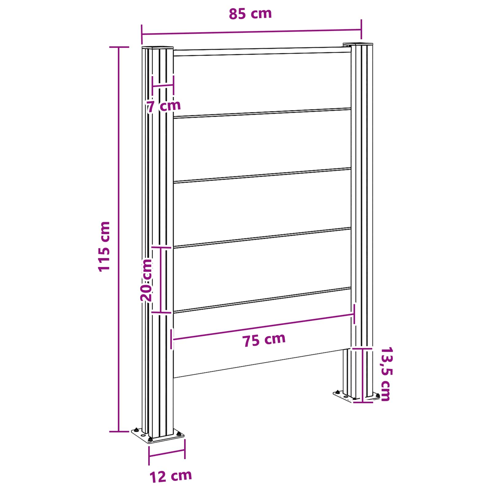 Ograda za kante za smeće Siva 85 x 12 x 115 cm Aluminij i WPC