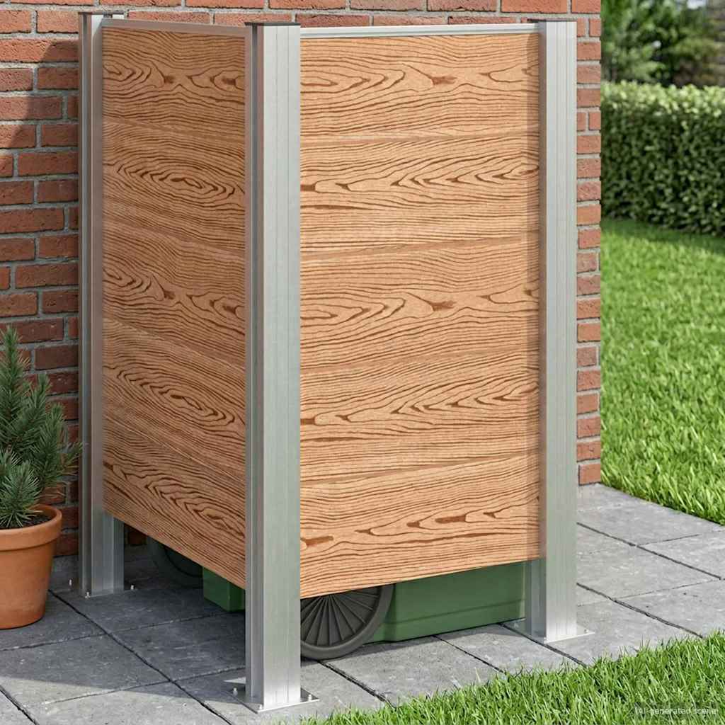 Ograda za kante za smeće Smeđa 85 x 85 x 115 cm Aluminij i WPC