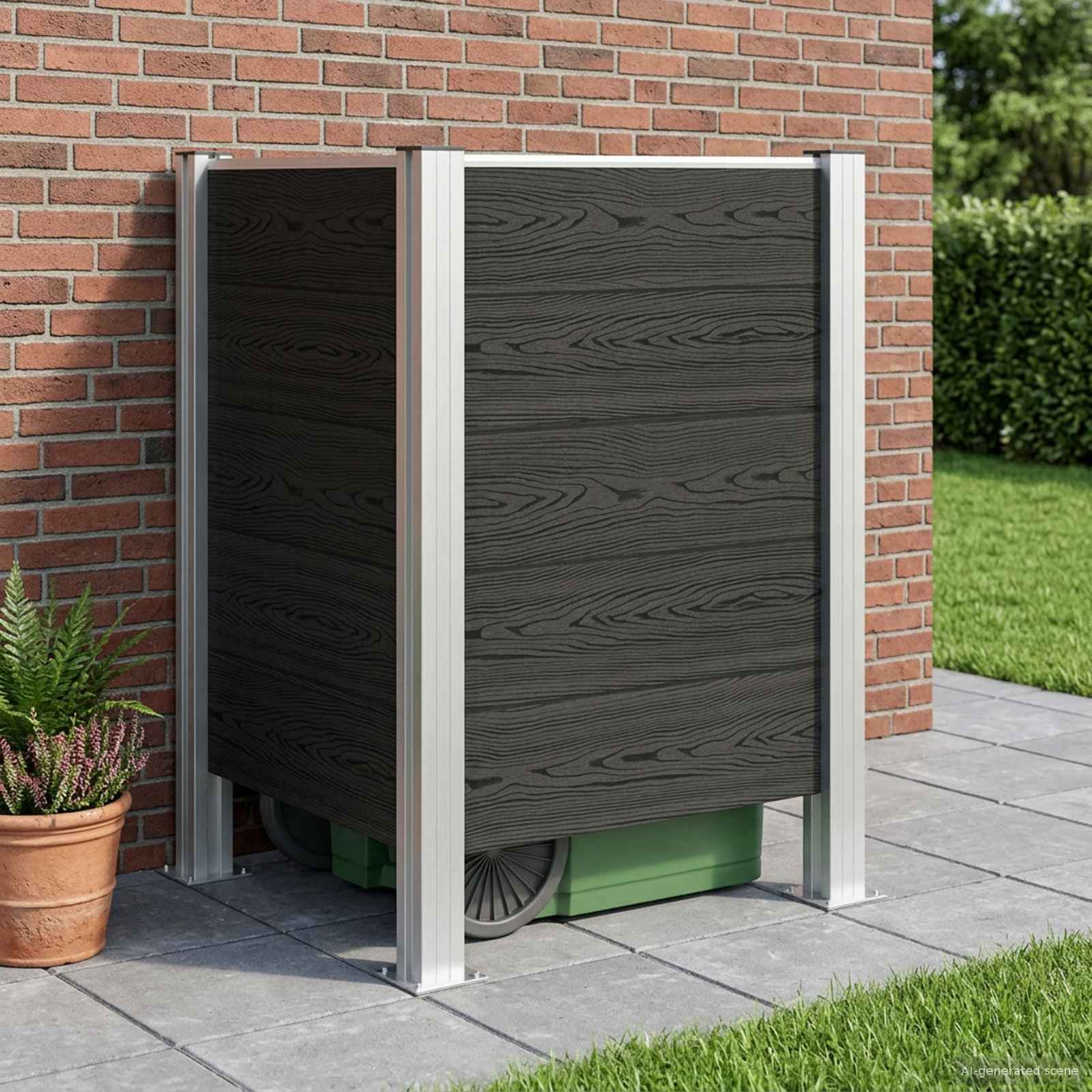 Ograda za kante za smeće Siva 85 x 85 x 115 cm Aluminij i WPC