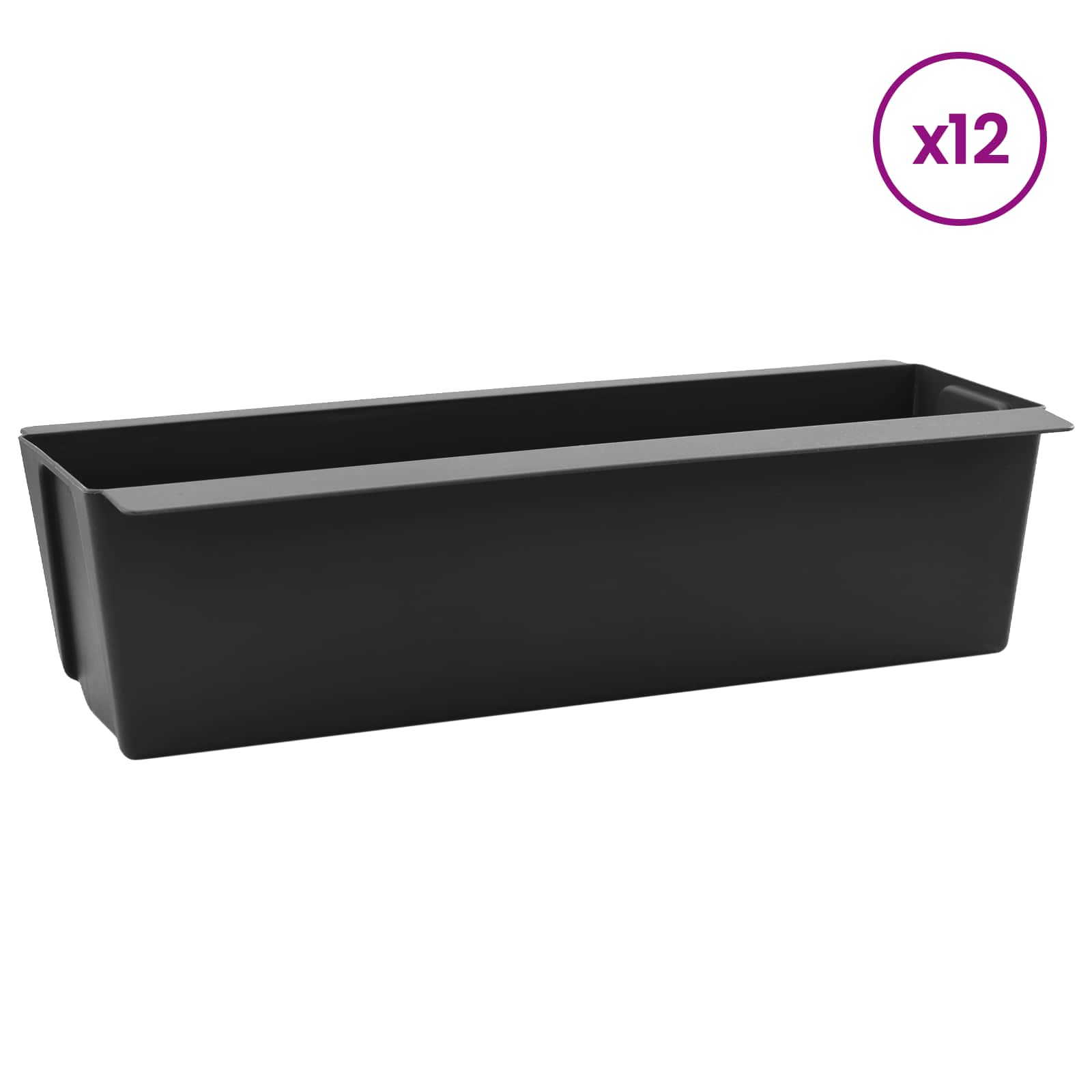 Kutije za cvijeće za Euro palete 12 pcs Crna 36 x 13,5 x 9,5 cm