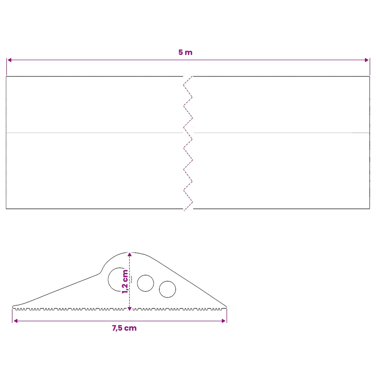 Brtva za garažni pod Crna 75 x 12 mm 5 m EPDM guma