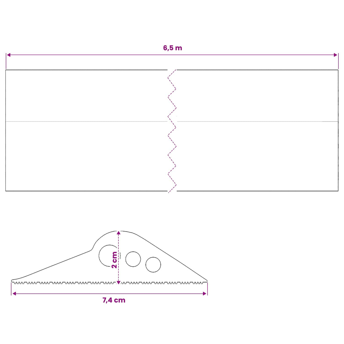 Brtva za garažni pod Crna 74 x 20 mm 6,5 m EPDM guma