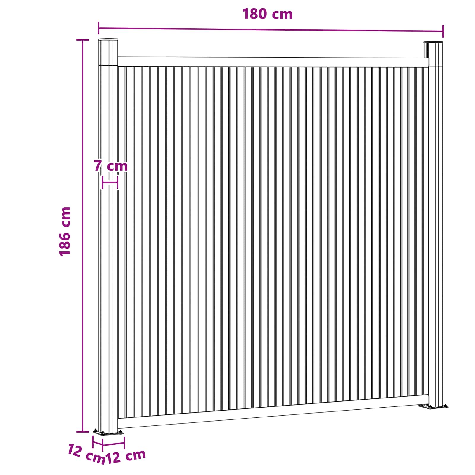 Panel ograde WPC i aluminij Crna