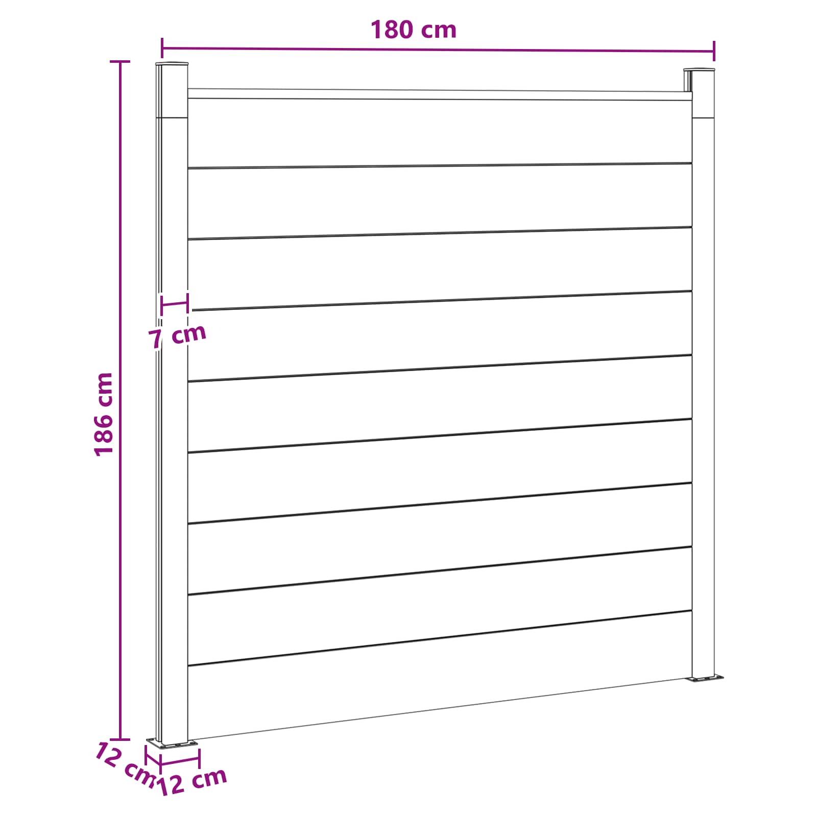 Panel ograde WPC i aluminij Crna