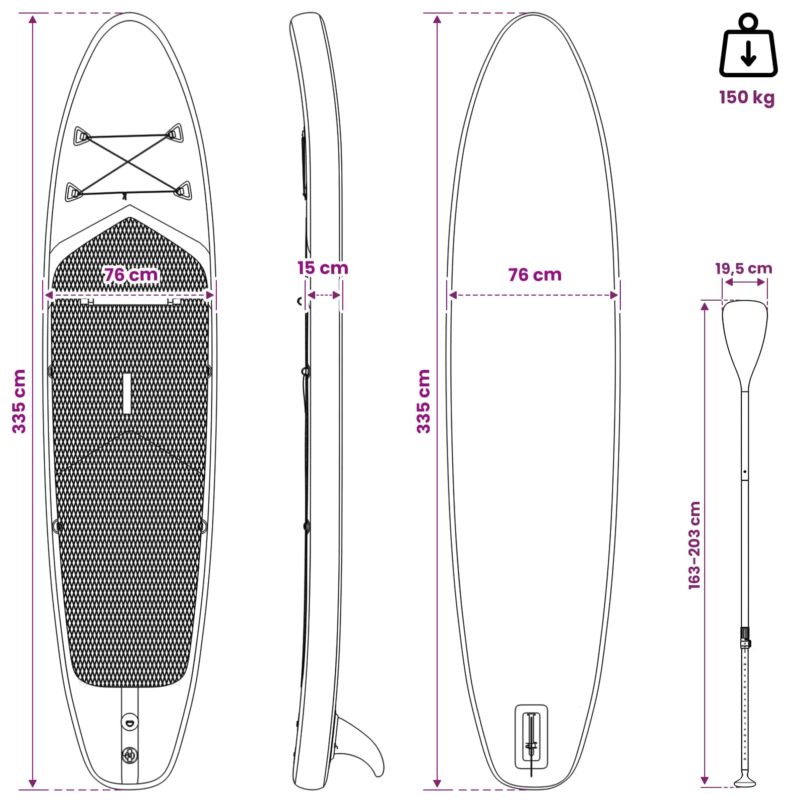 Naduvavi Stajaći Paddel Bord TRITON 335 x 76 x 15 cm Plava za