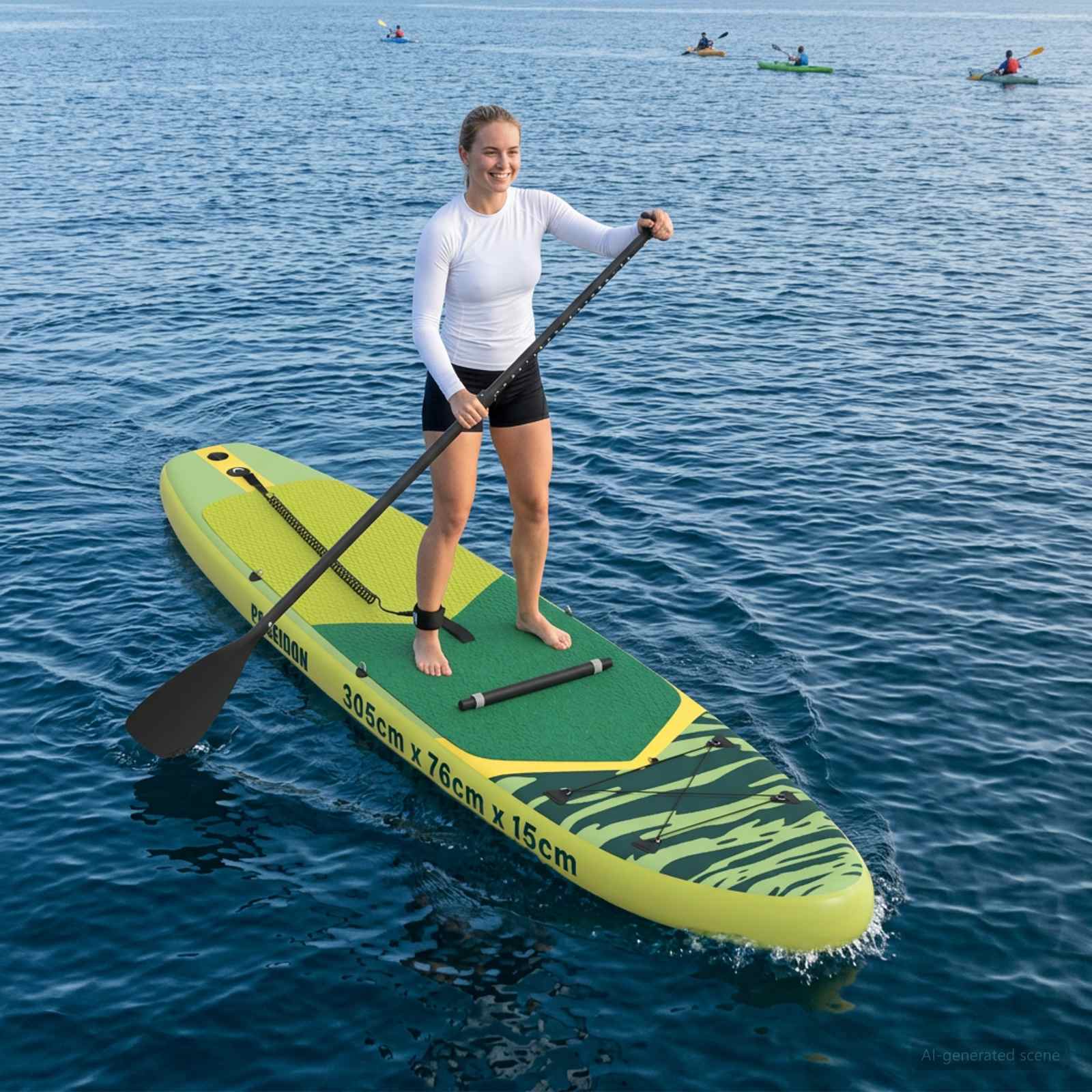 SUP Daska s Mjestom 2-u-1 POSEIDON 305 x 76 x 15 cm Zelena za
