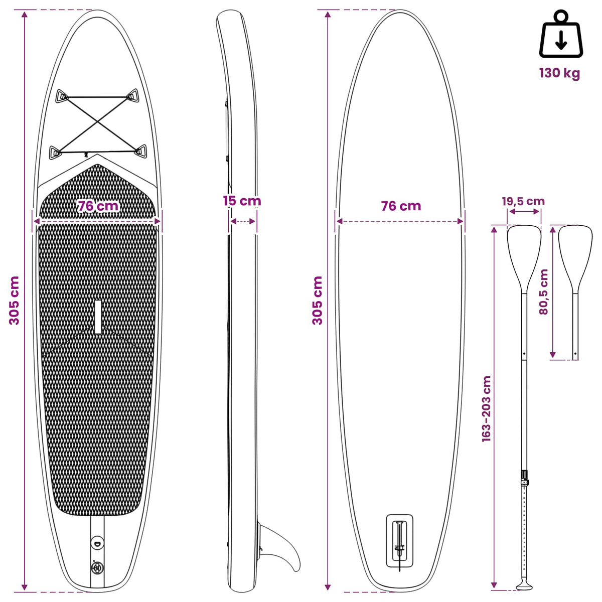 SUP Daska s Mjestom 2-u-1 TRITON 305 x 76 x 15 cm Plava za