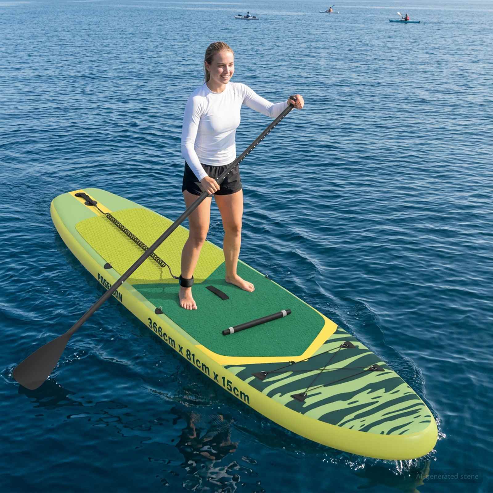 SUP Daska s Mjestom 2-u-1 POSEIDON 366 x 81 x 15 cm Zelena za