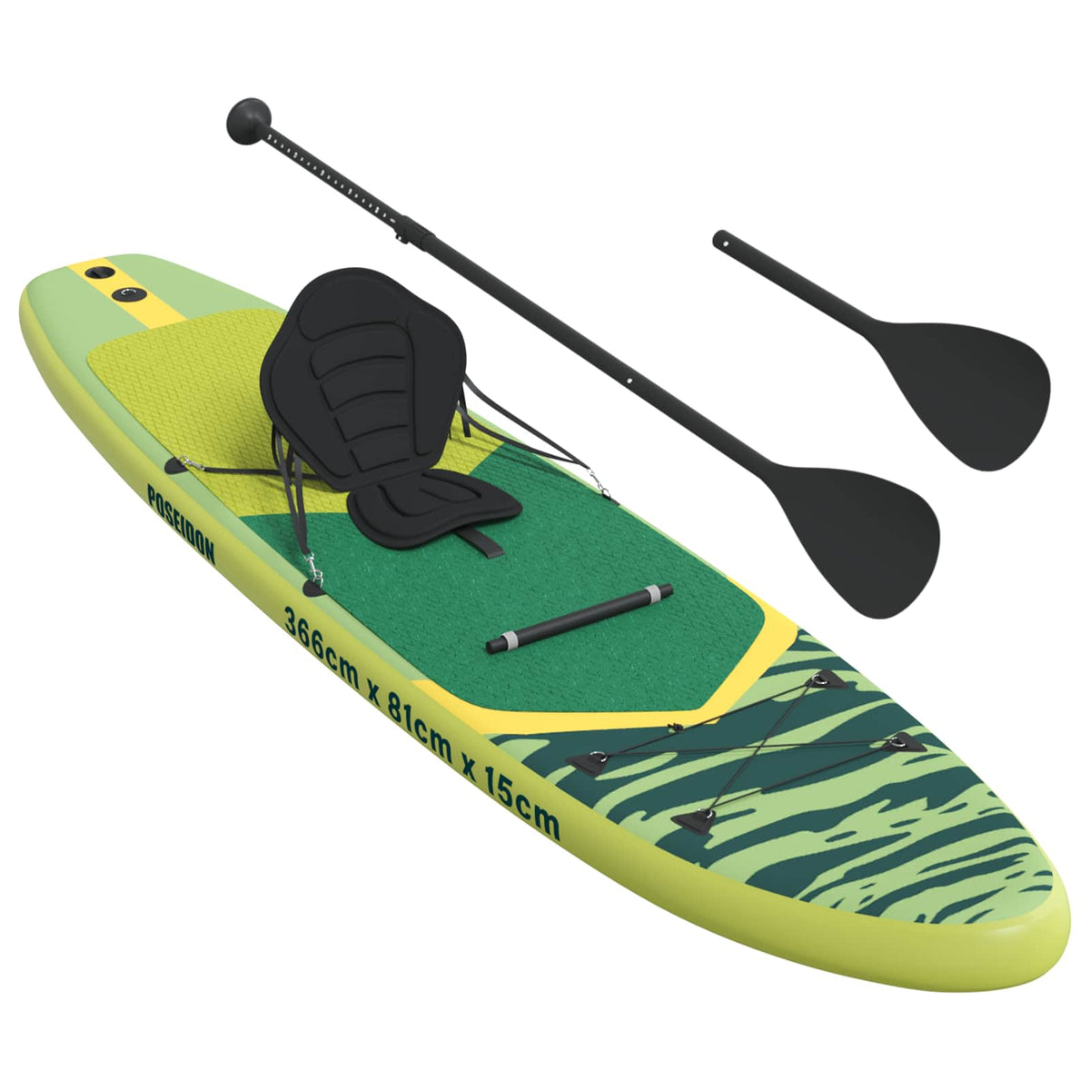 SUP Daska s Mjestom 2-u-1 POSEIDON 366 x 81 x 15 cm Zelena za