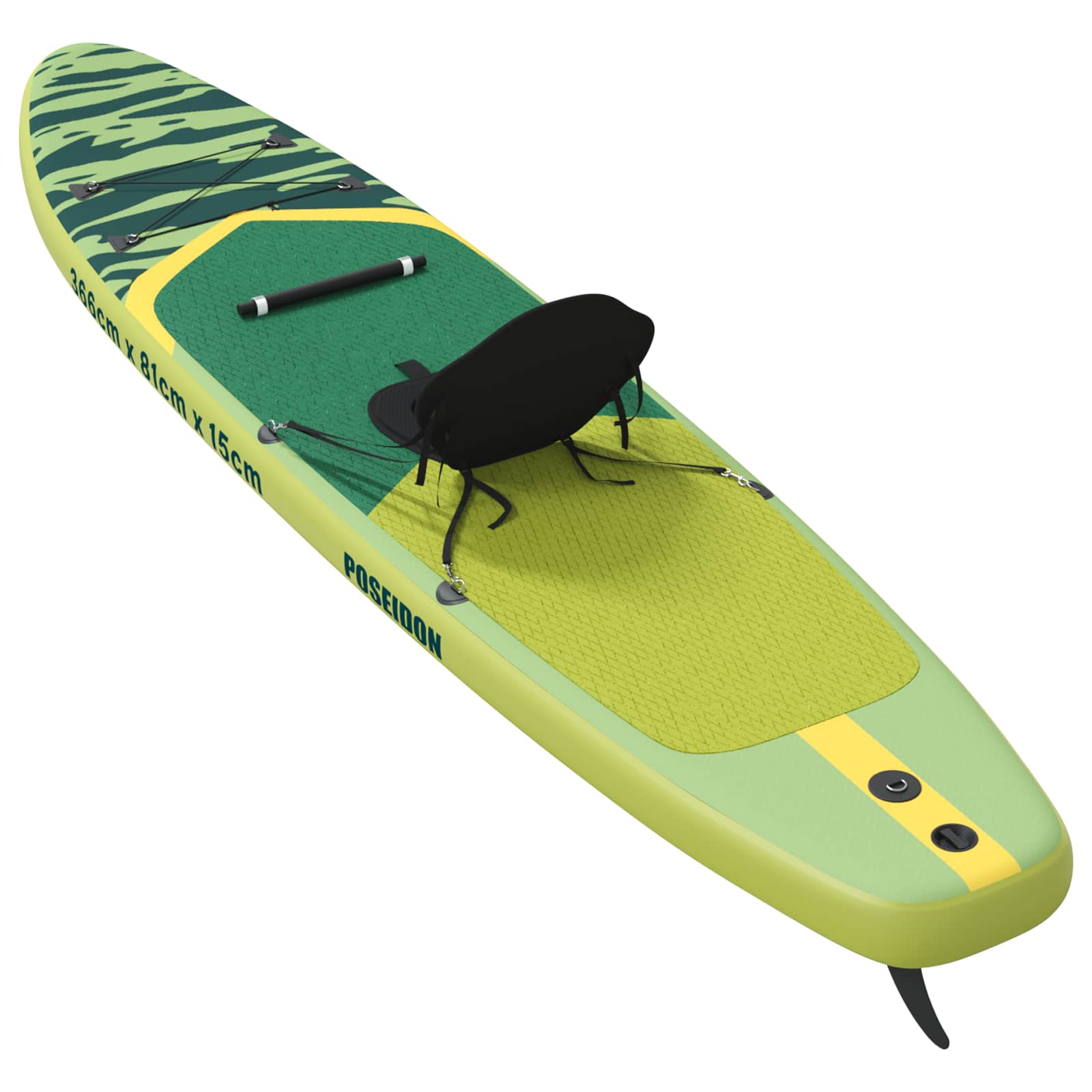 SUP Daska s Mjestom 2-u-1 POSEIDON 366 x 81 x 15 cm Zelena za