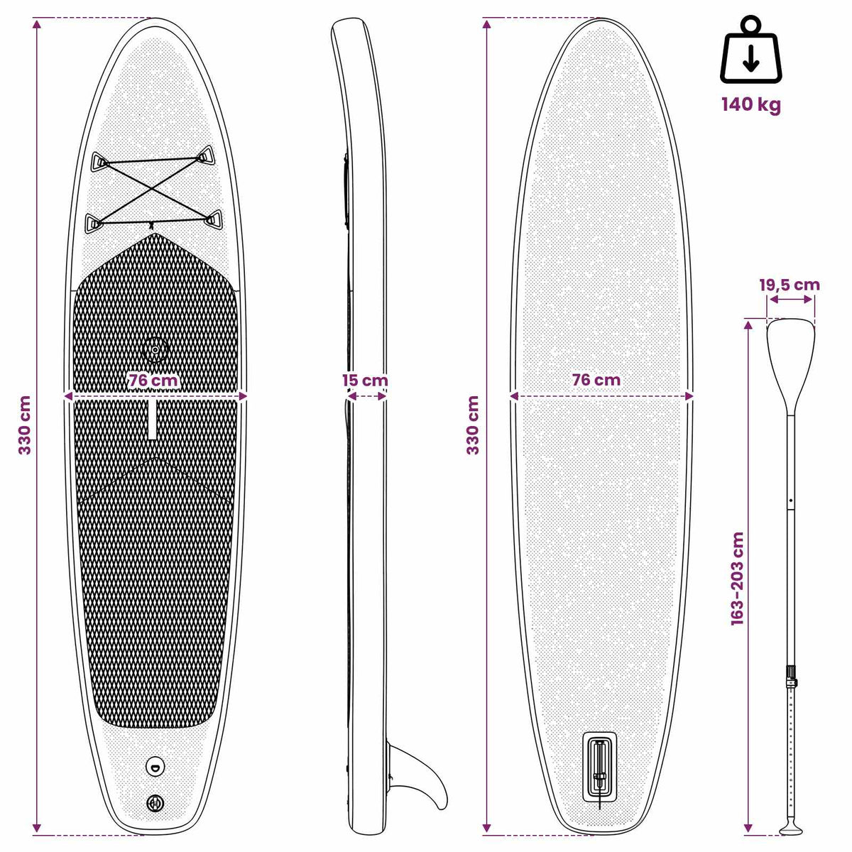 Naduvivi SUP s jedrom SCYLLA 330 x 76 x 15 cm Plava za