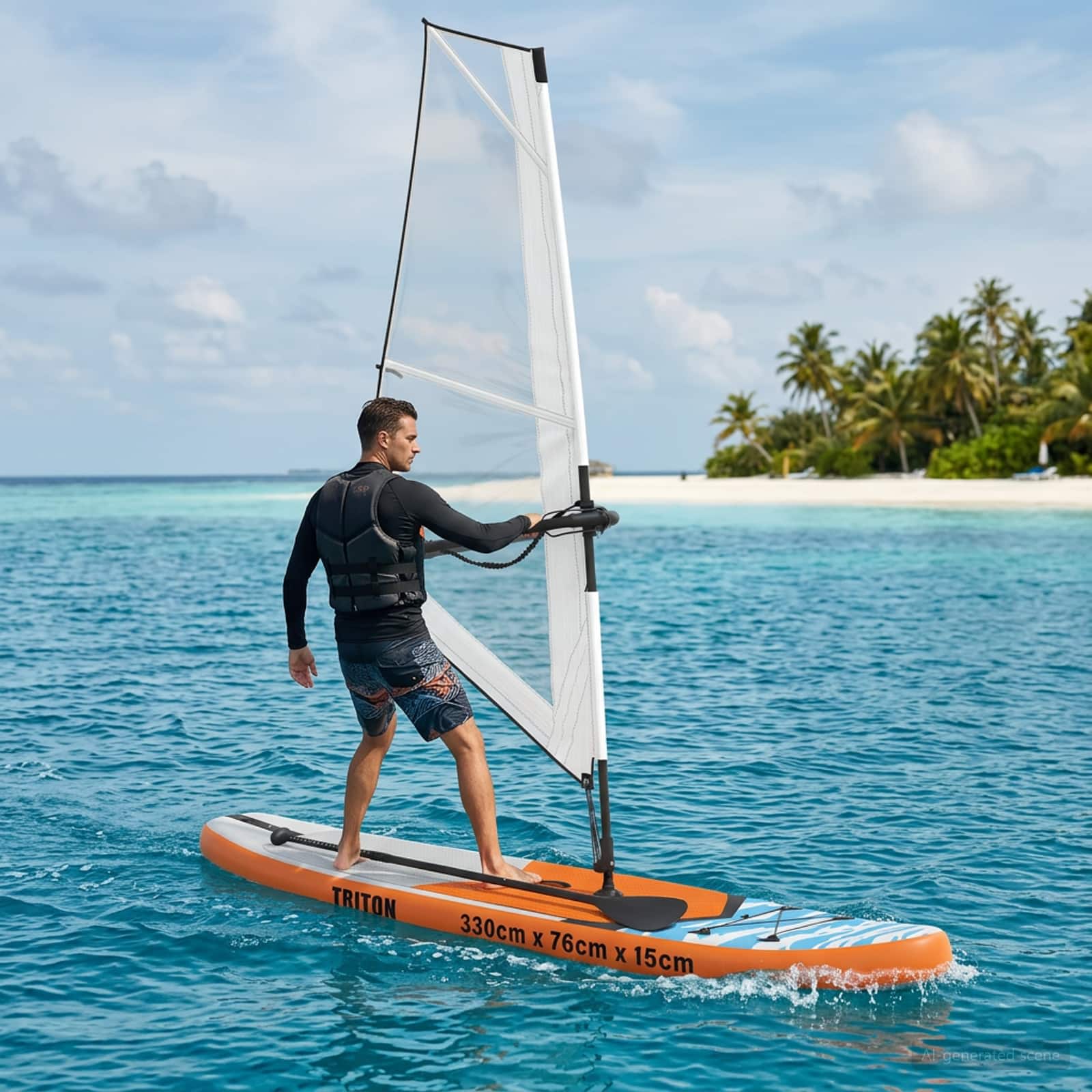 Naduvivi SUP s jedrom TRITON 330 x 76 x 15 cm Plava za