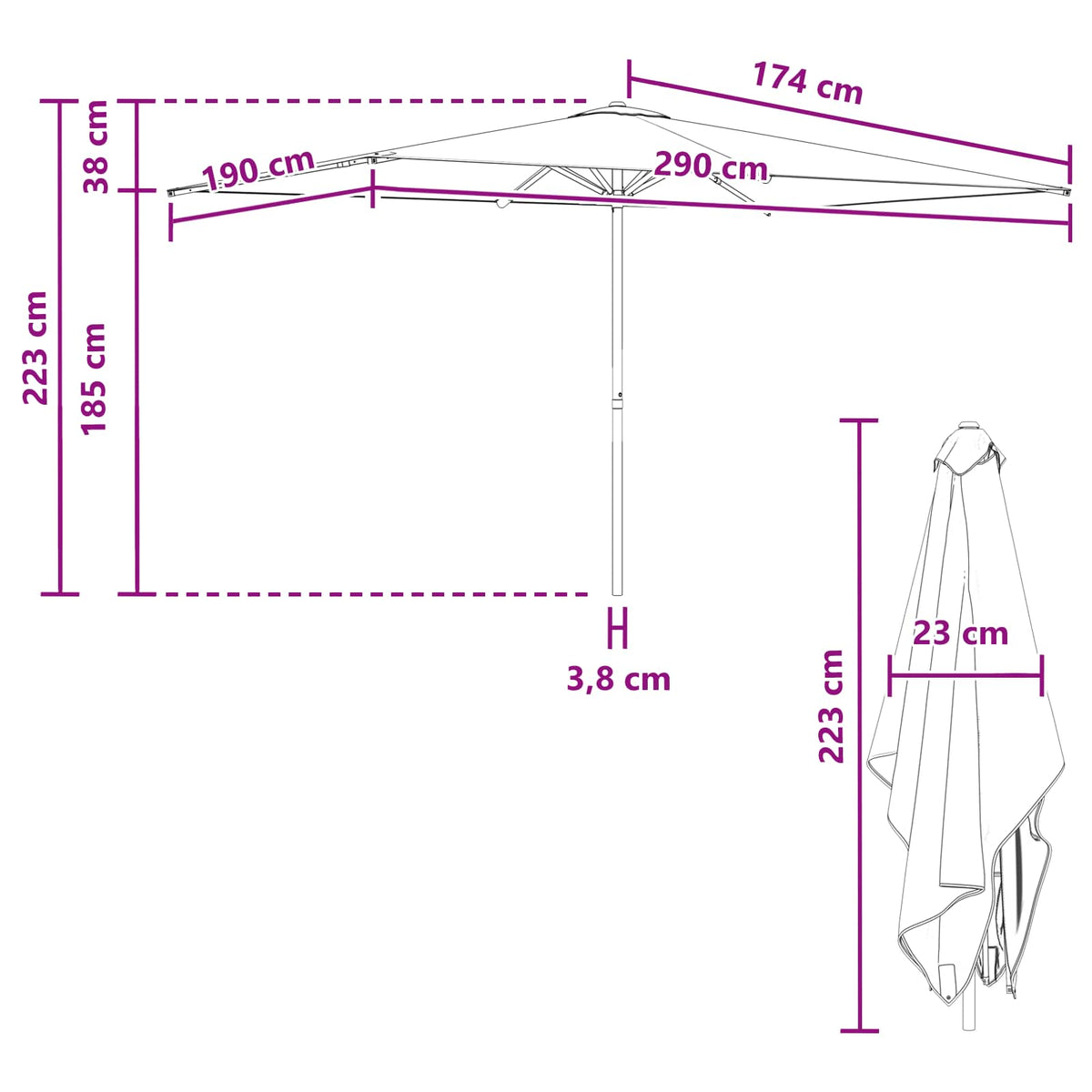 Vrtni suncobran 200 x 300 cm Poliester Pravokutni Krem