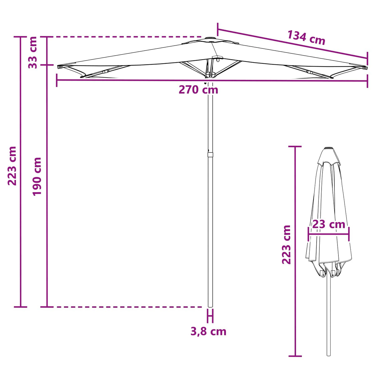 Vrtni suncobran 270 x 270 cm Poliester Pravokutni Antracit