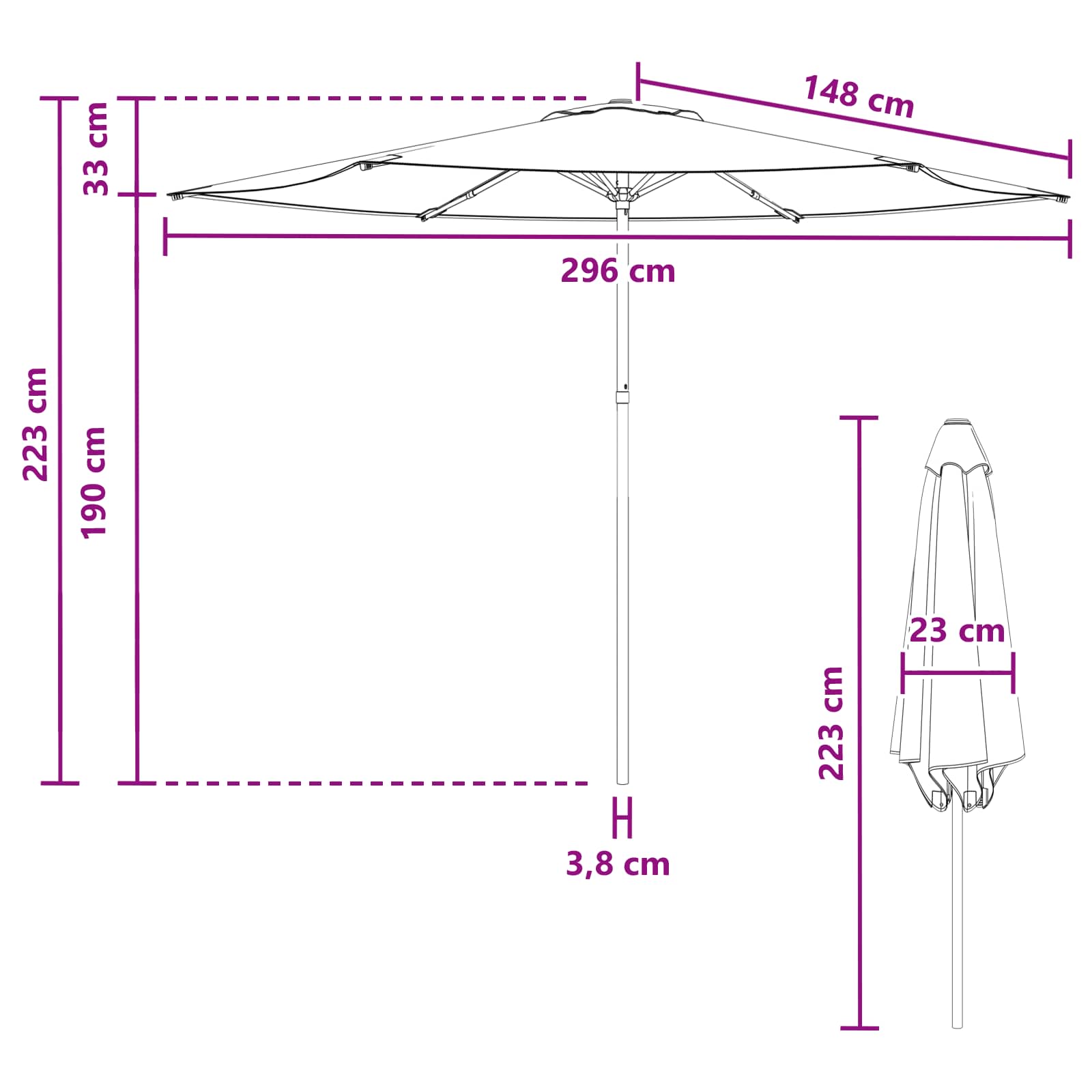 Vrtni suncobran 300 x 300 cm Poliester Pravokutni Žuta i bijela