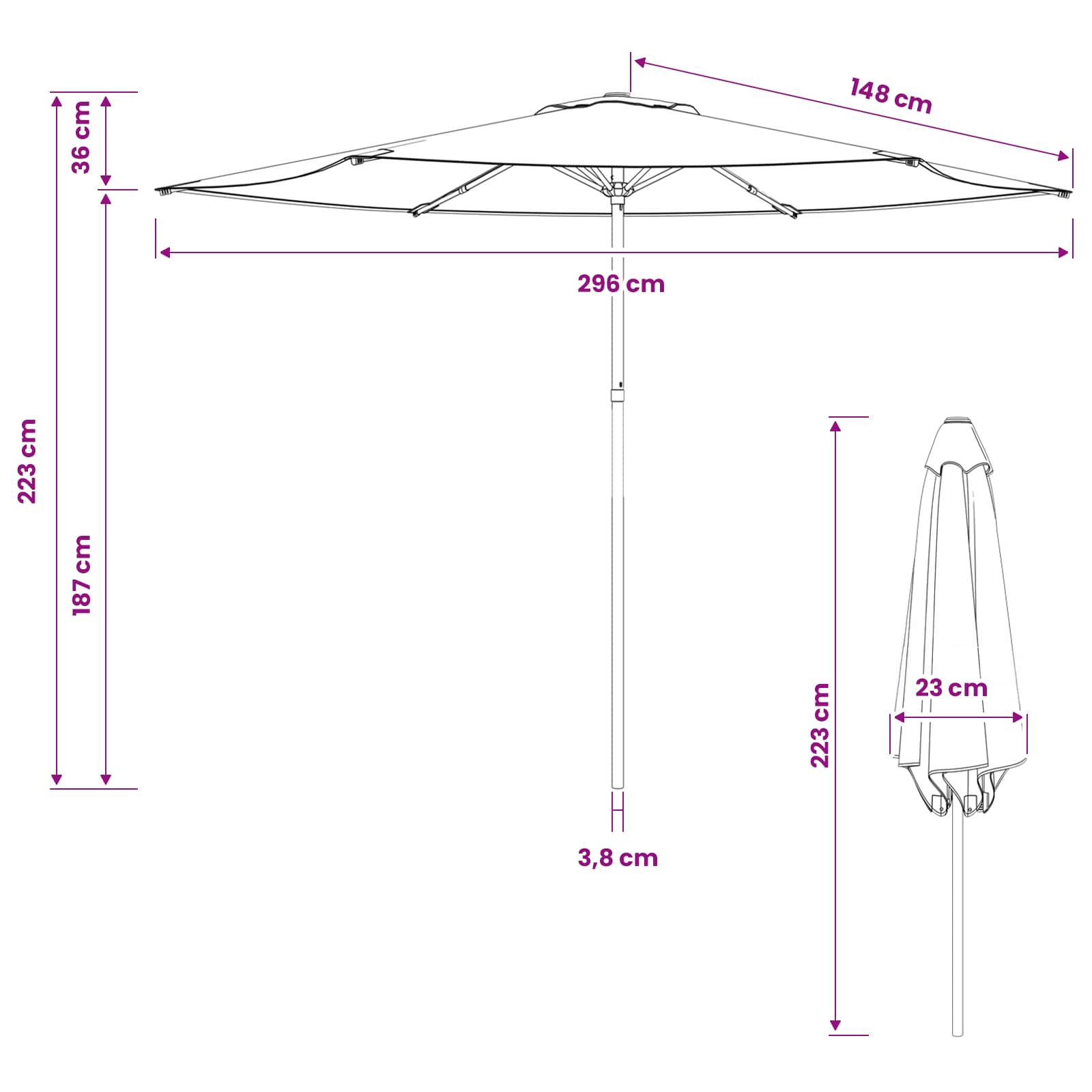 Vrtni suncobran 300 x 300 cm Poliester Pravokutni