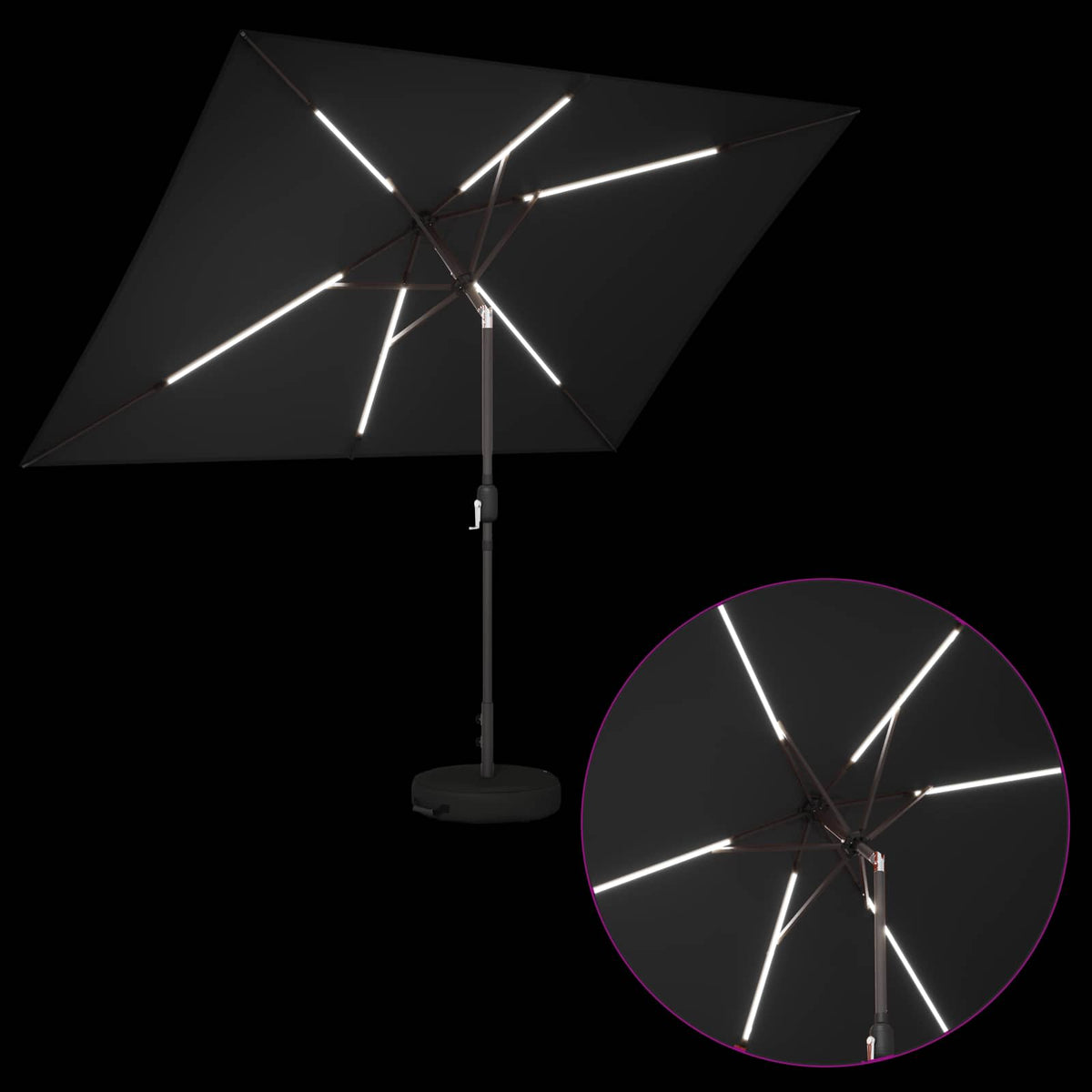 Suncobran za vrt s LED svjetlima i postoljem 200 x 300 cm