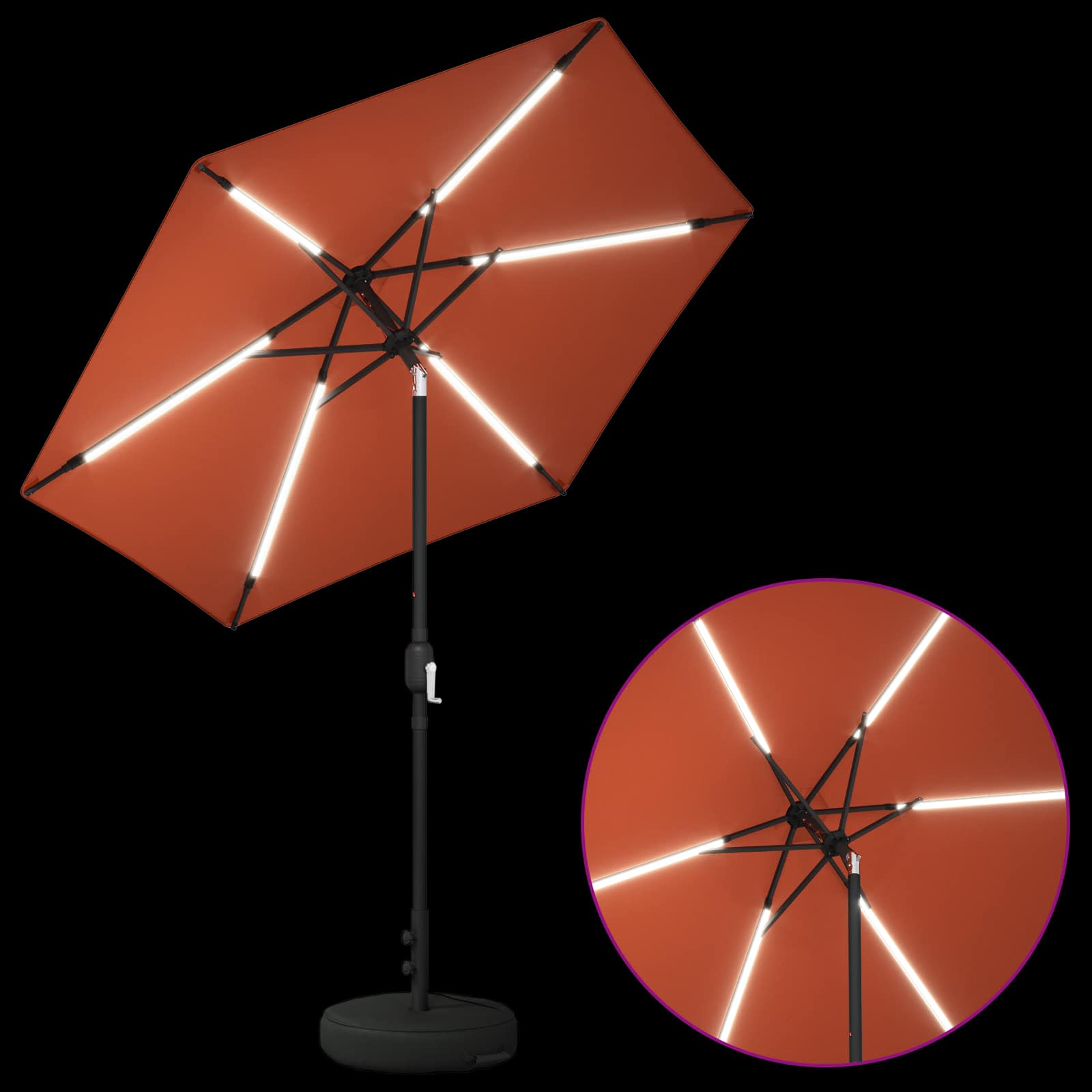 Suncobran za vrt s LED svjetlima i postoljem 230 x 230 cm