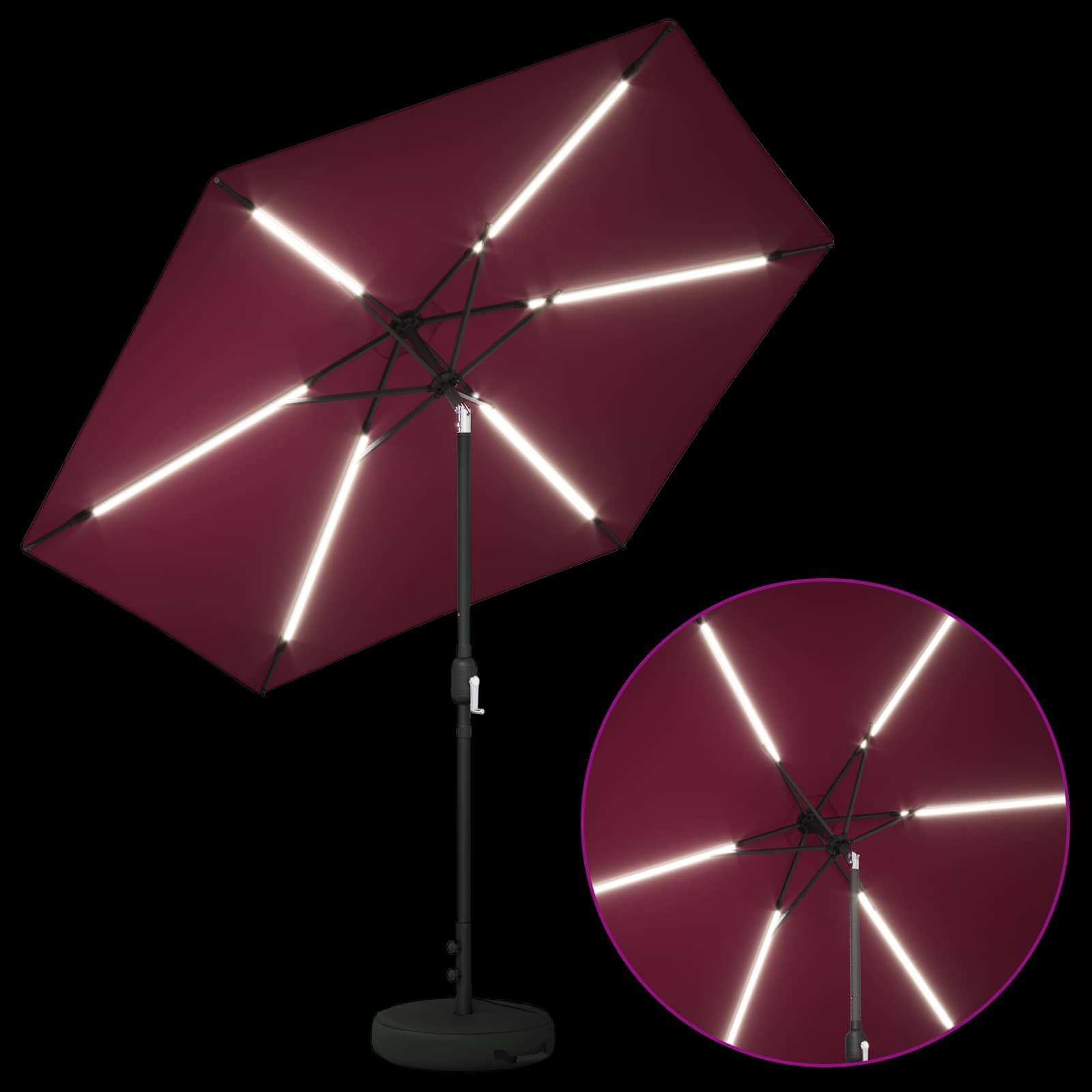 Suncobran za vrt s LED svjetlima i postoljem 270 x 270 cm