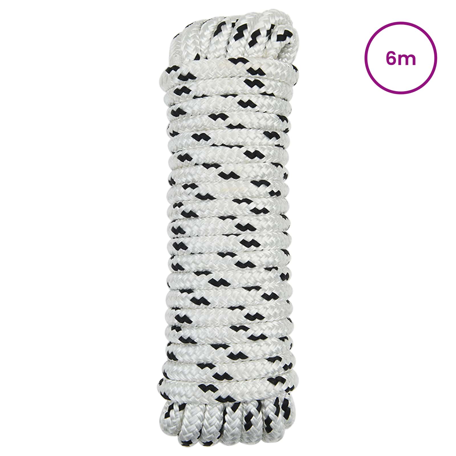 Konopac za čamce 6 m 1.4 Bijela i crna Poliester