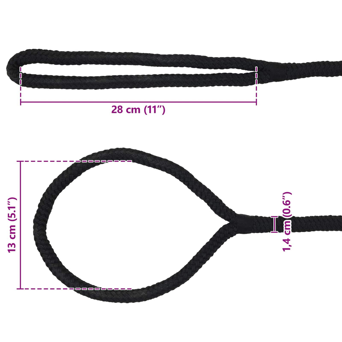 Konopac za čamce 12 m 1.4 Crna Poliester