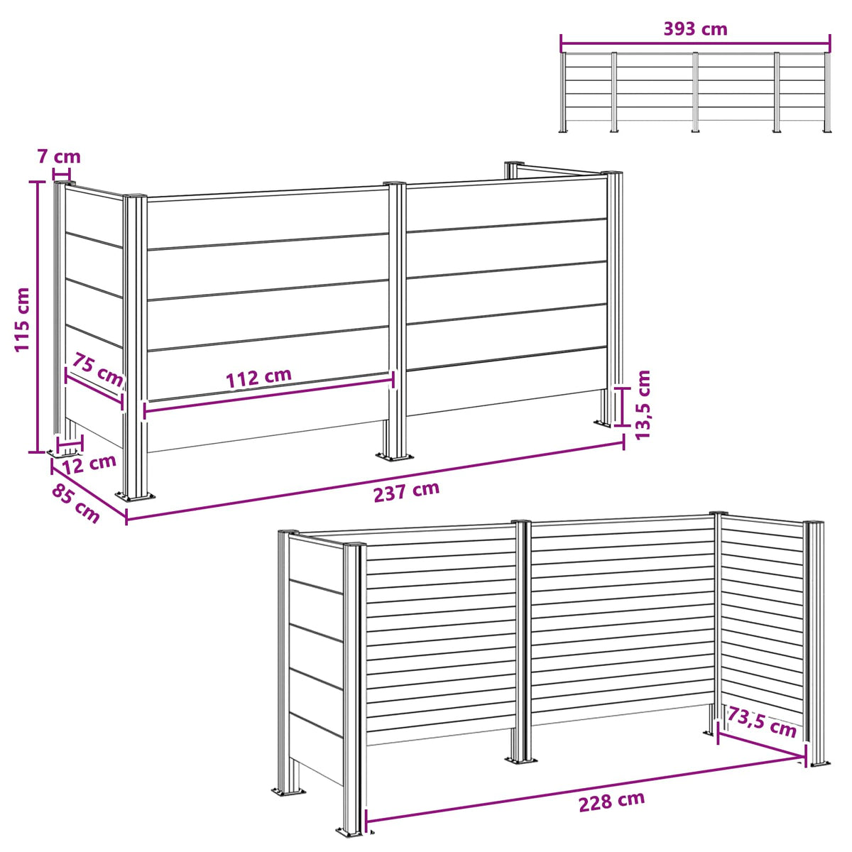 Ograda za kante za smeće Smeđa 237 x 85 x 115 cm Aluminij i WPC