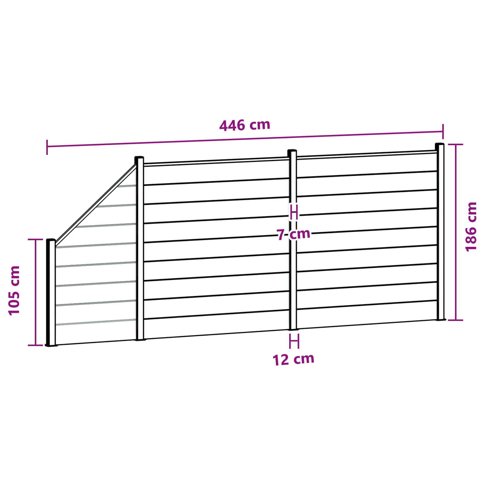 Panel ograde 3 pcs WPC i aluminij Smeđa