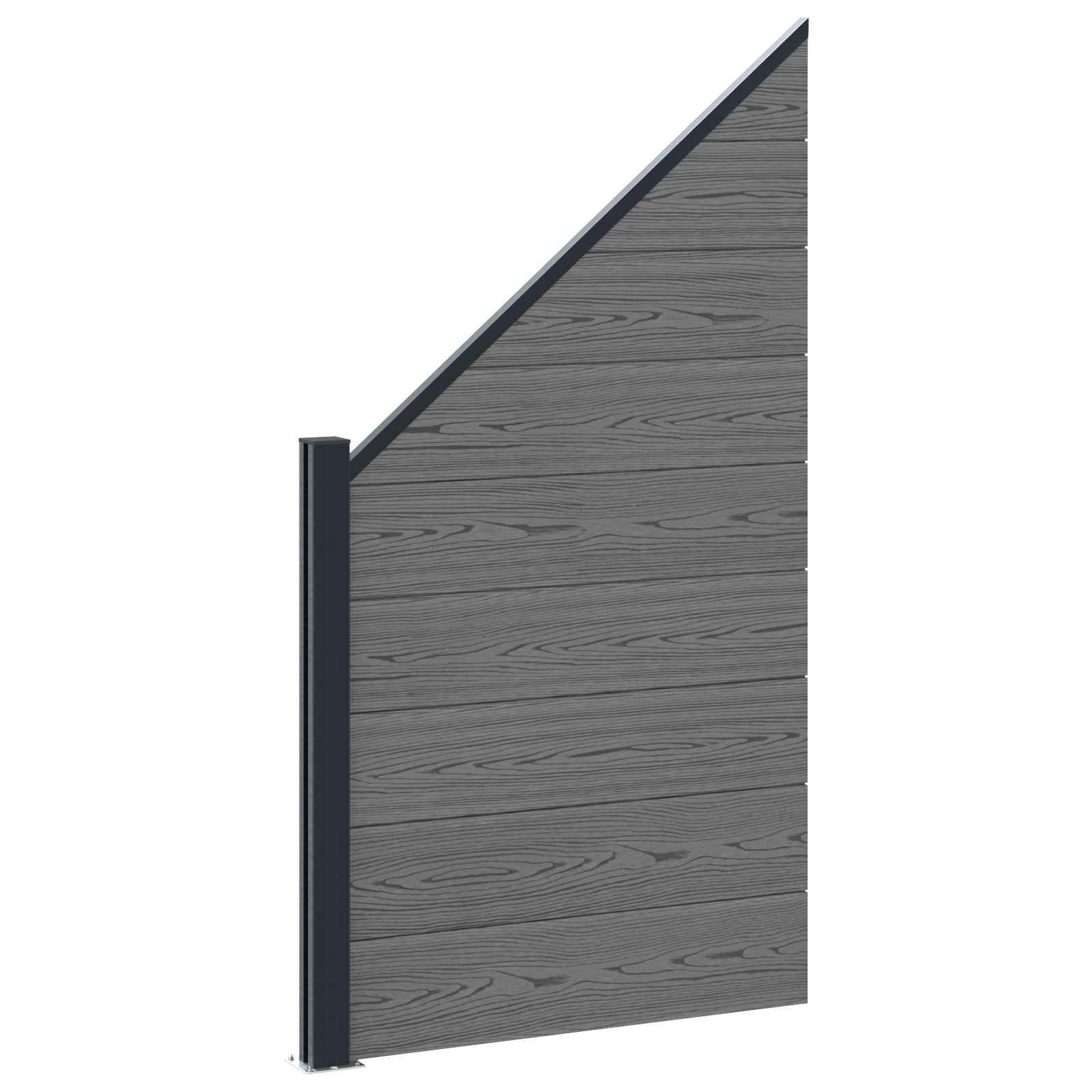 Panel ograde 6 pcs WPC i aluminij Siva