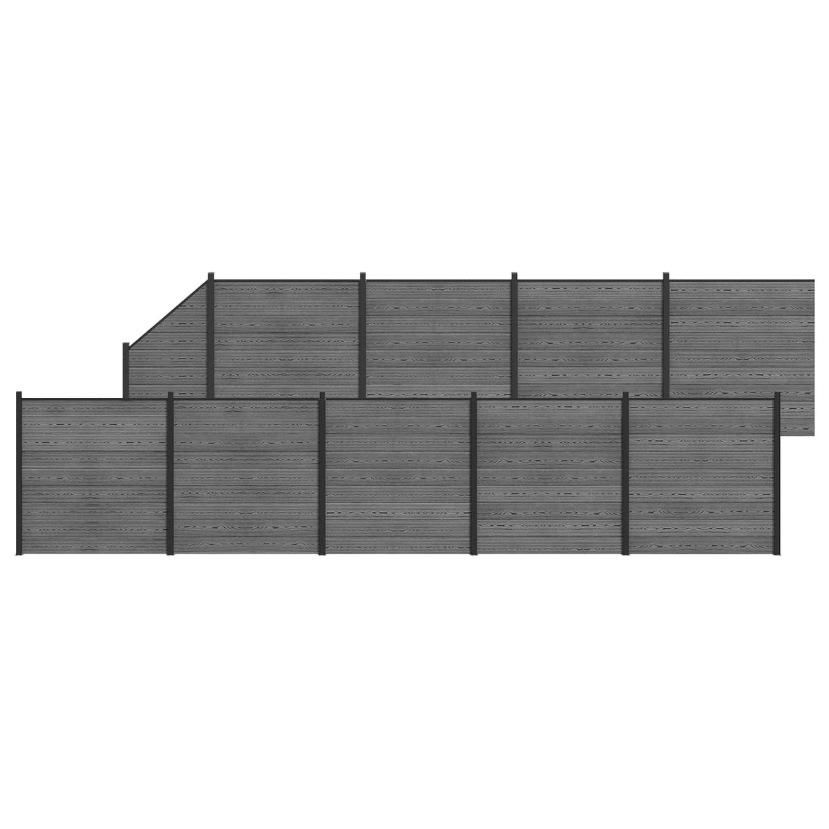 Set ograde 10 kom. 1657 x 186 cm WPC i aluminij Siva