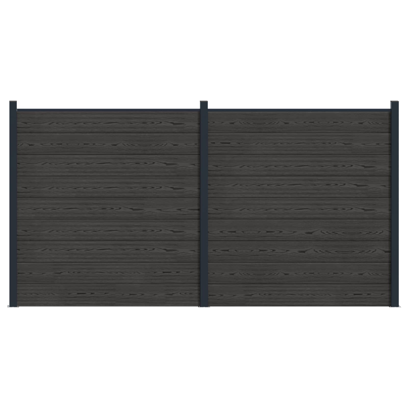Panel ograde 2 pcs WPC i aluminij Crna