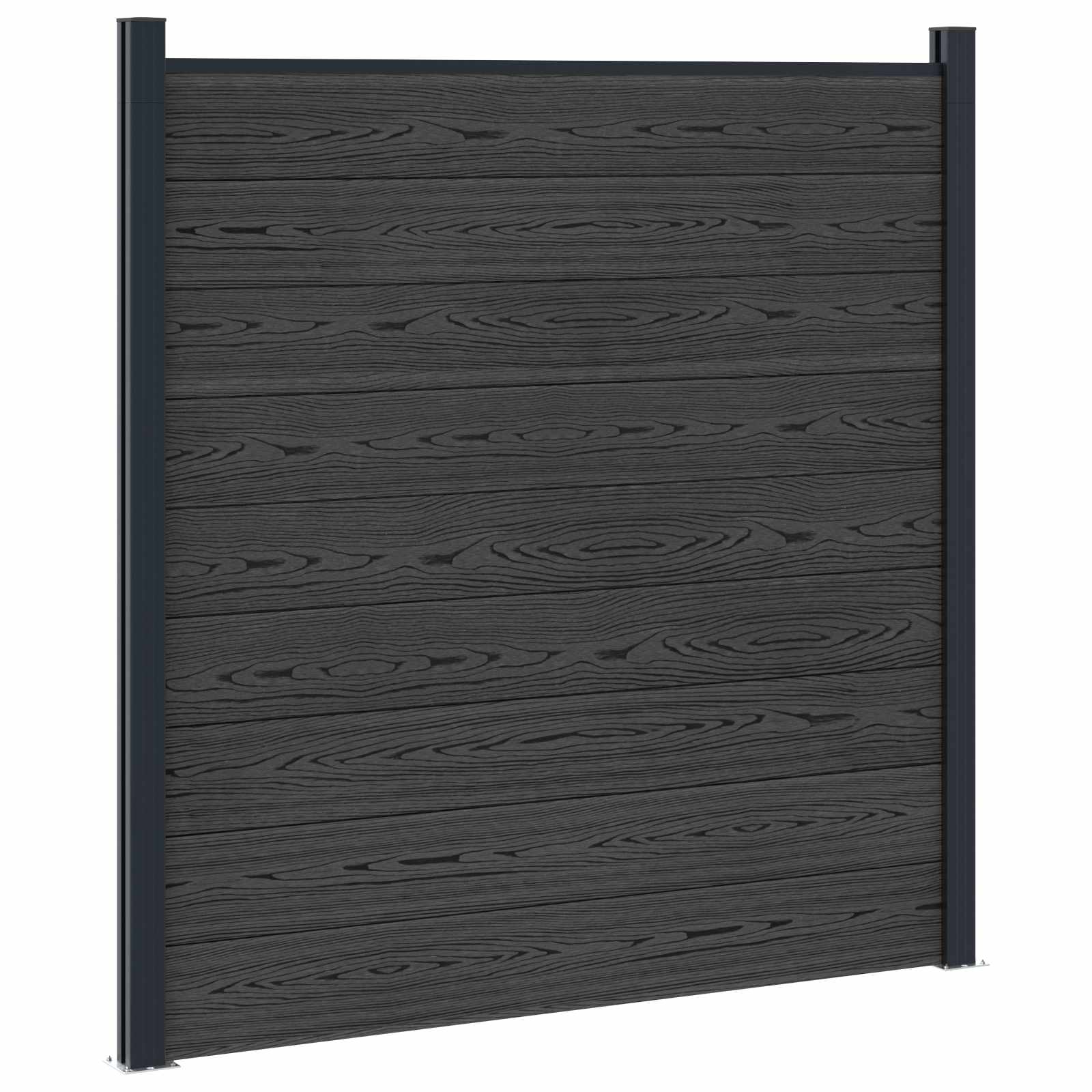 Panel ograde 6 pcs WPC i aluminij Crna