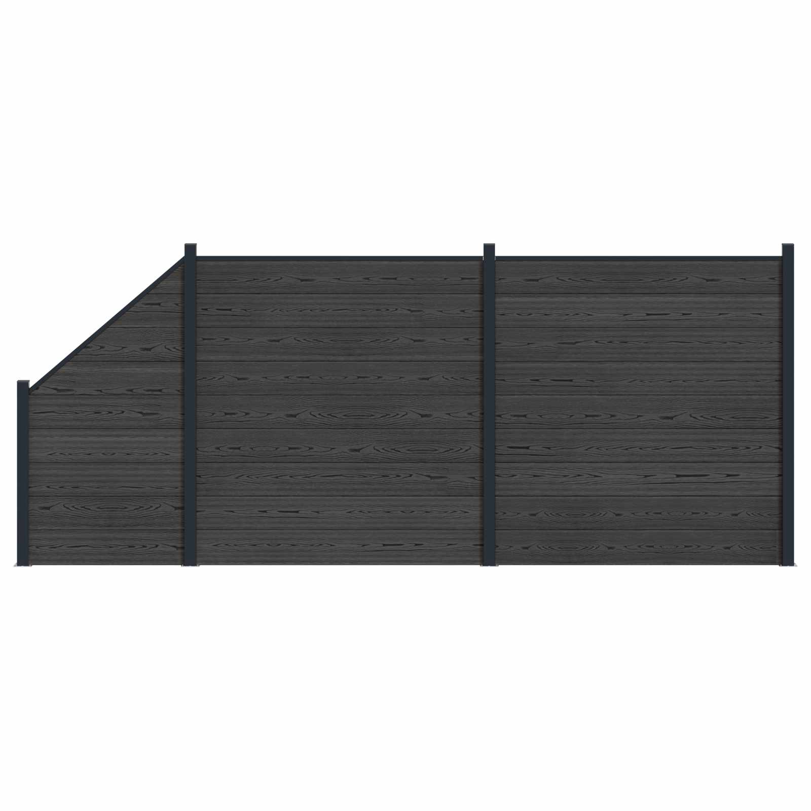 Panel ograde 3 pcs WPC i aluminij Crna