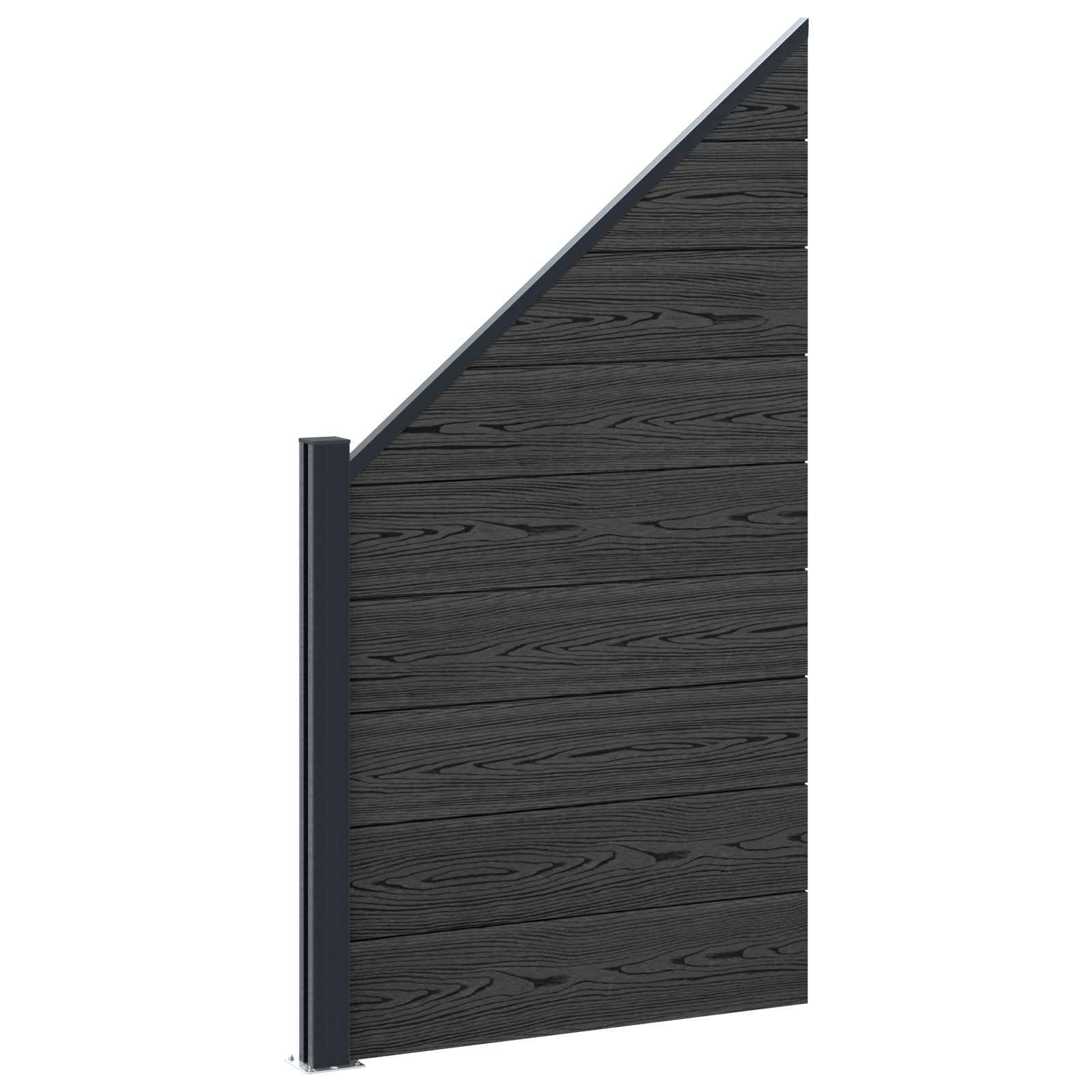 Panel ograde 10 pcs WPC i aluminij Crna