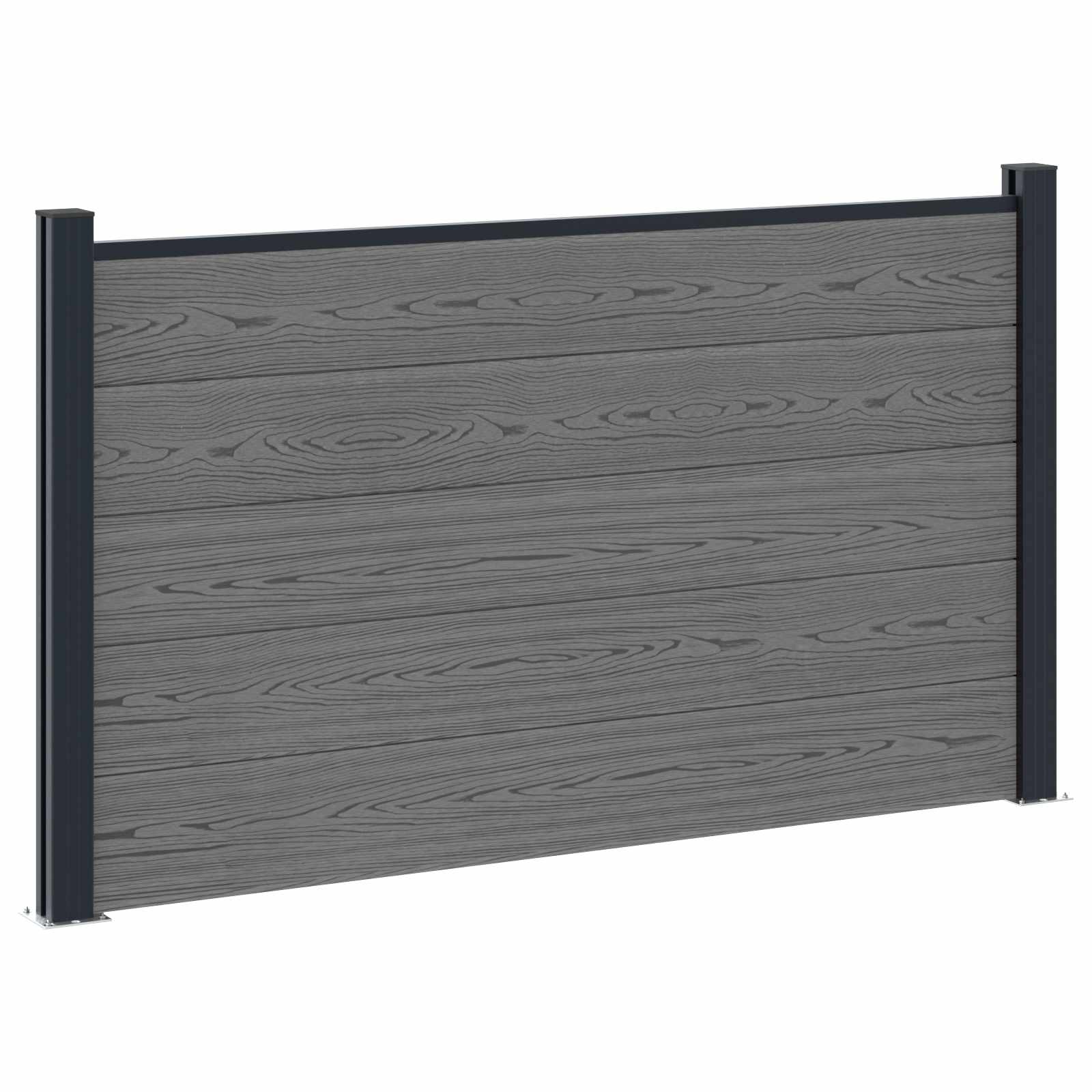 Panel ograde 4 pcs WPC i aluminij Siva
