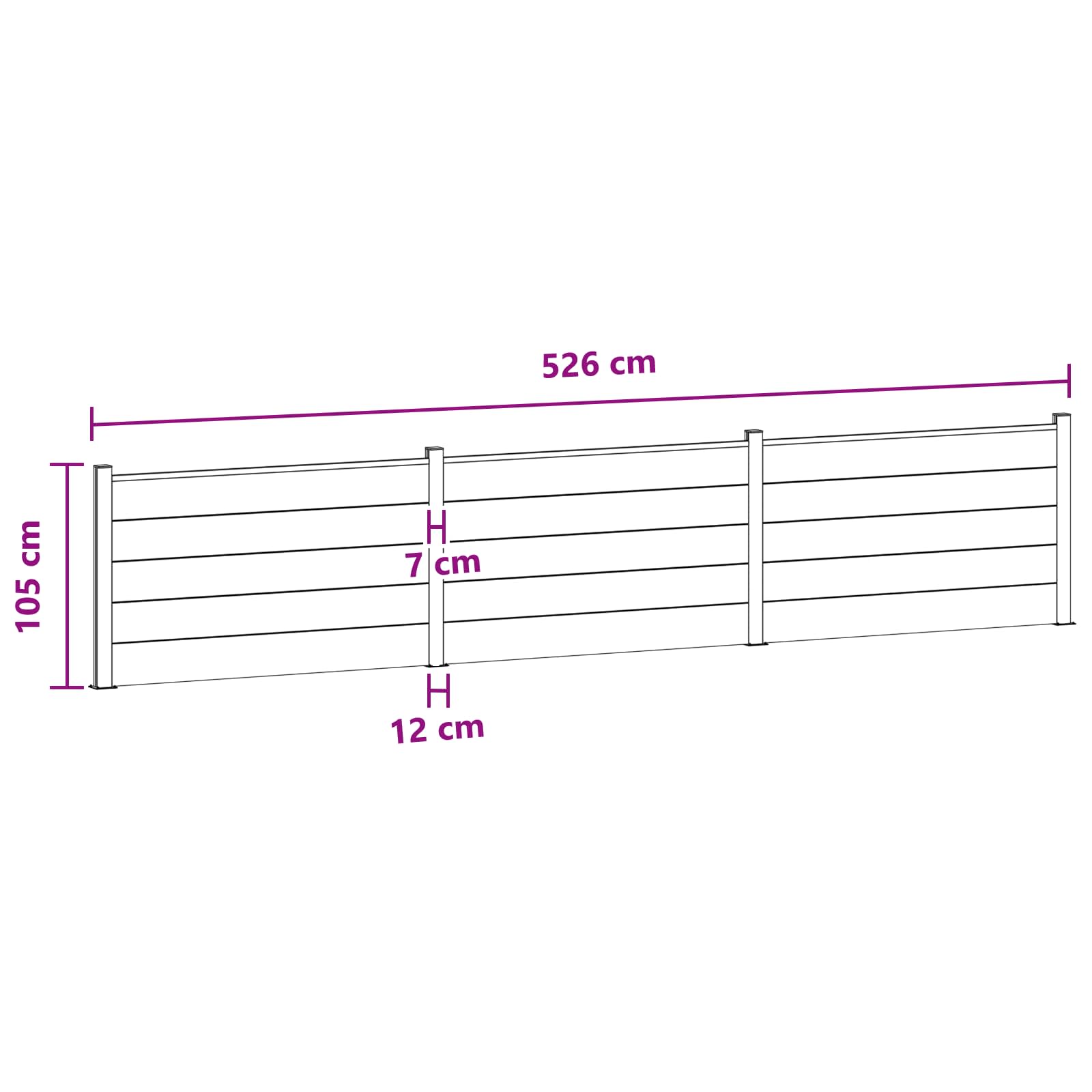 Panel ograde 3 pcs WPC i aluminij Crna