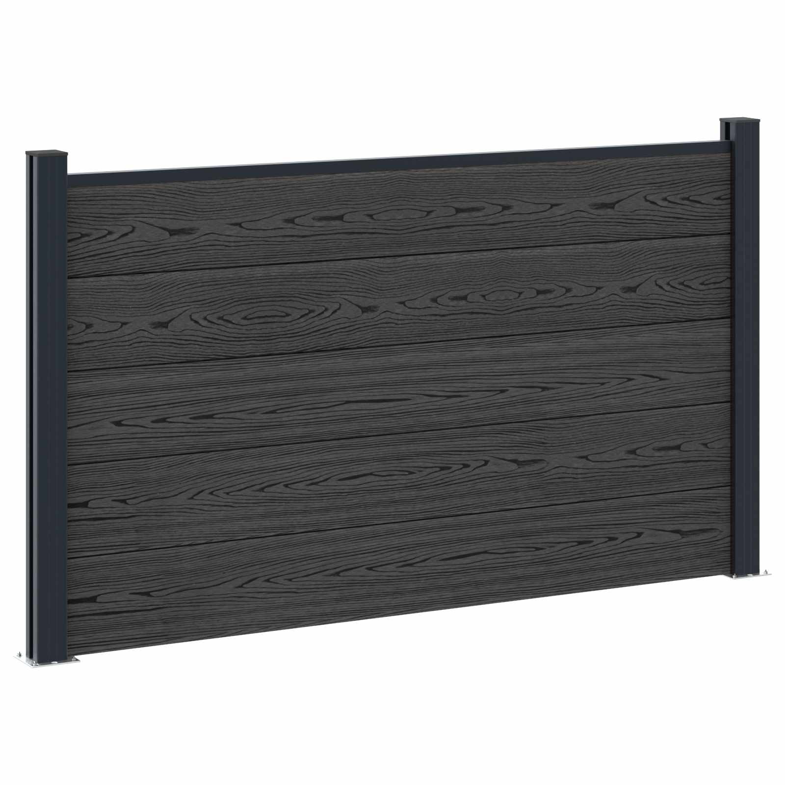 Panel ograde 10 pcs WPC i aluminij Crna