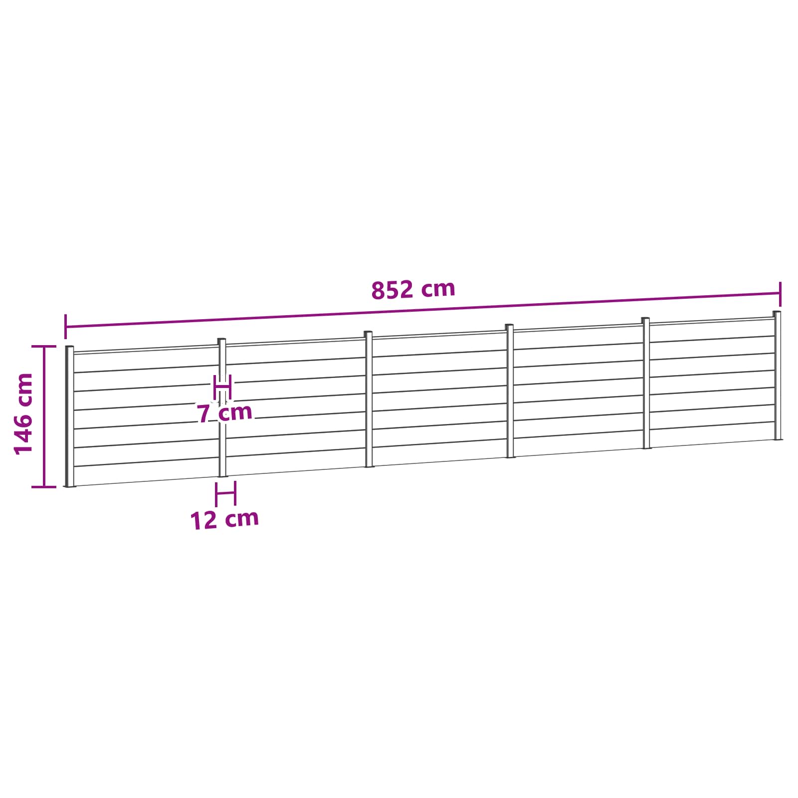 Panel ograde 5 pcs WPC i aluminij Smeđa