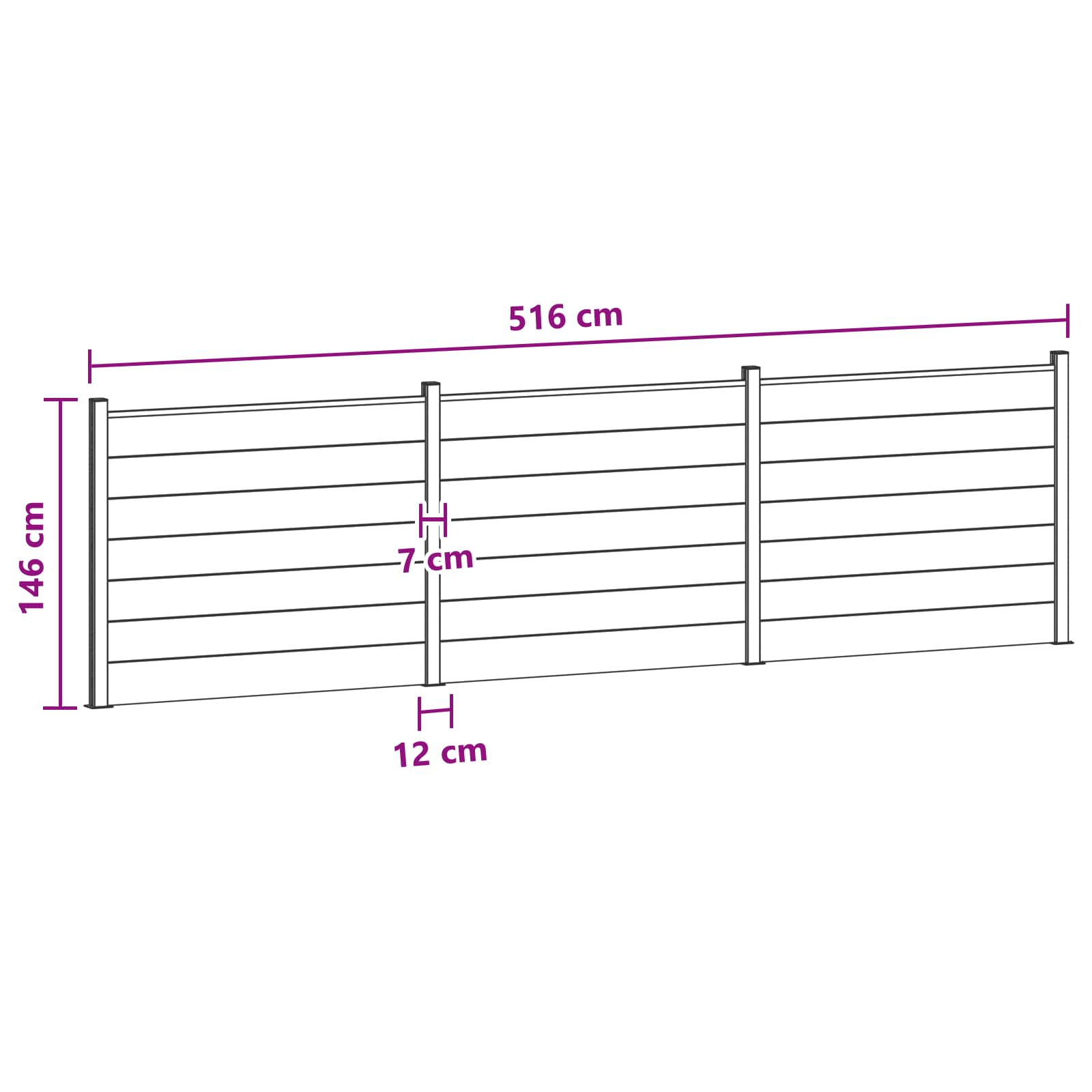 Panel ograde 3 pcs WPC i aluminij Crna