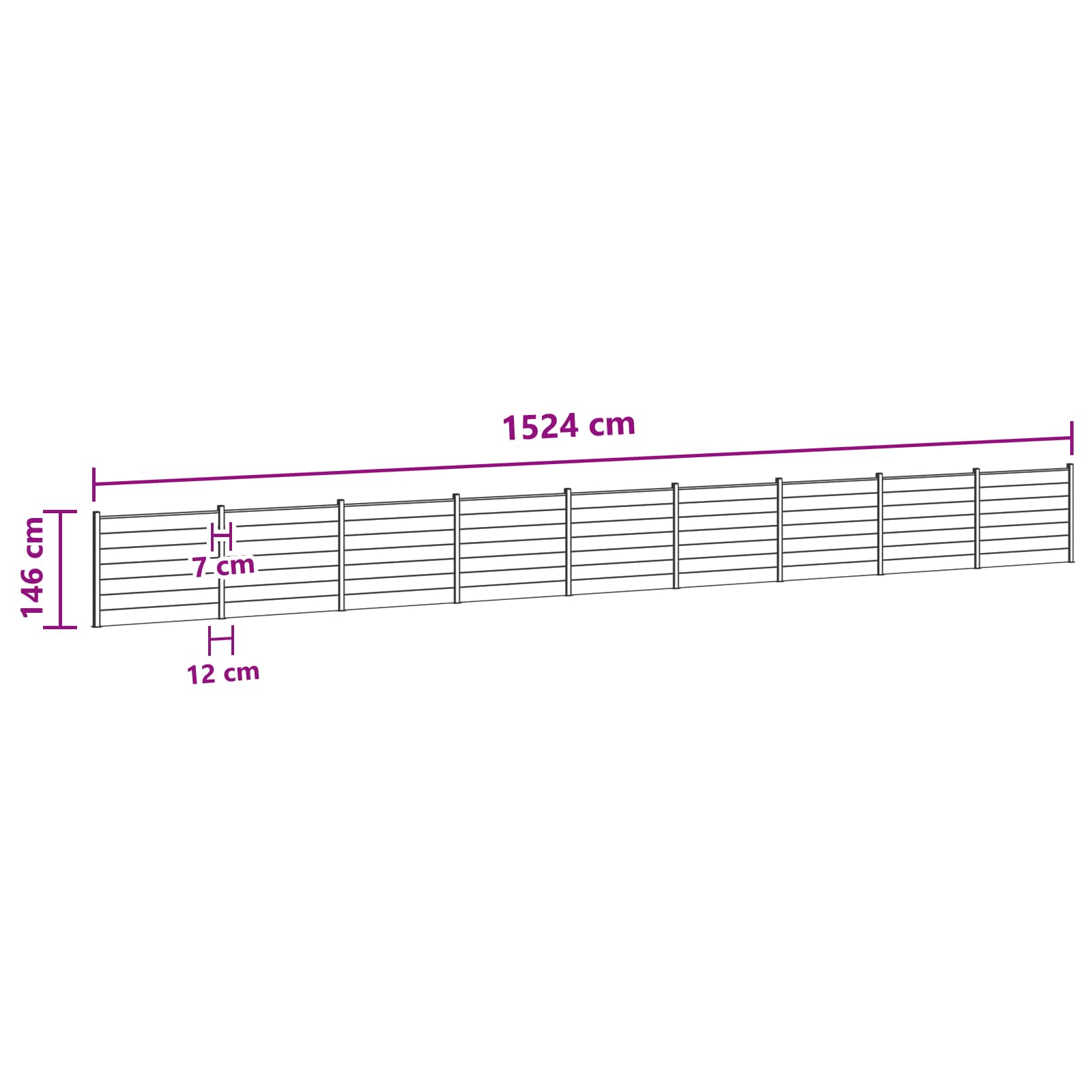 Panel ograde 9 pcs WPC i aluminij Crna