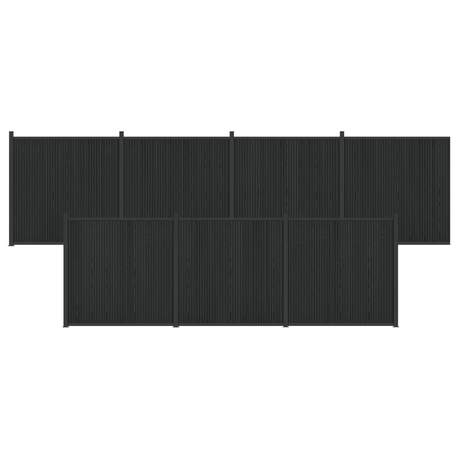 Panel ograde 7 pcs WPC i aluminij Crna