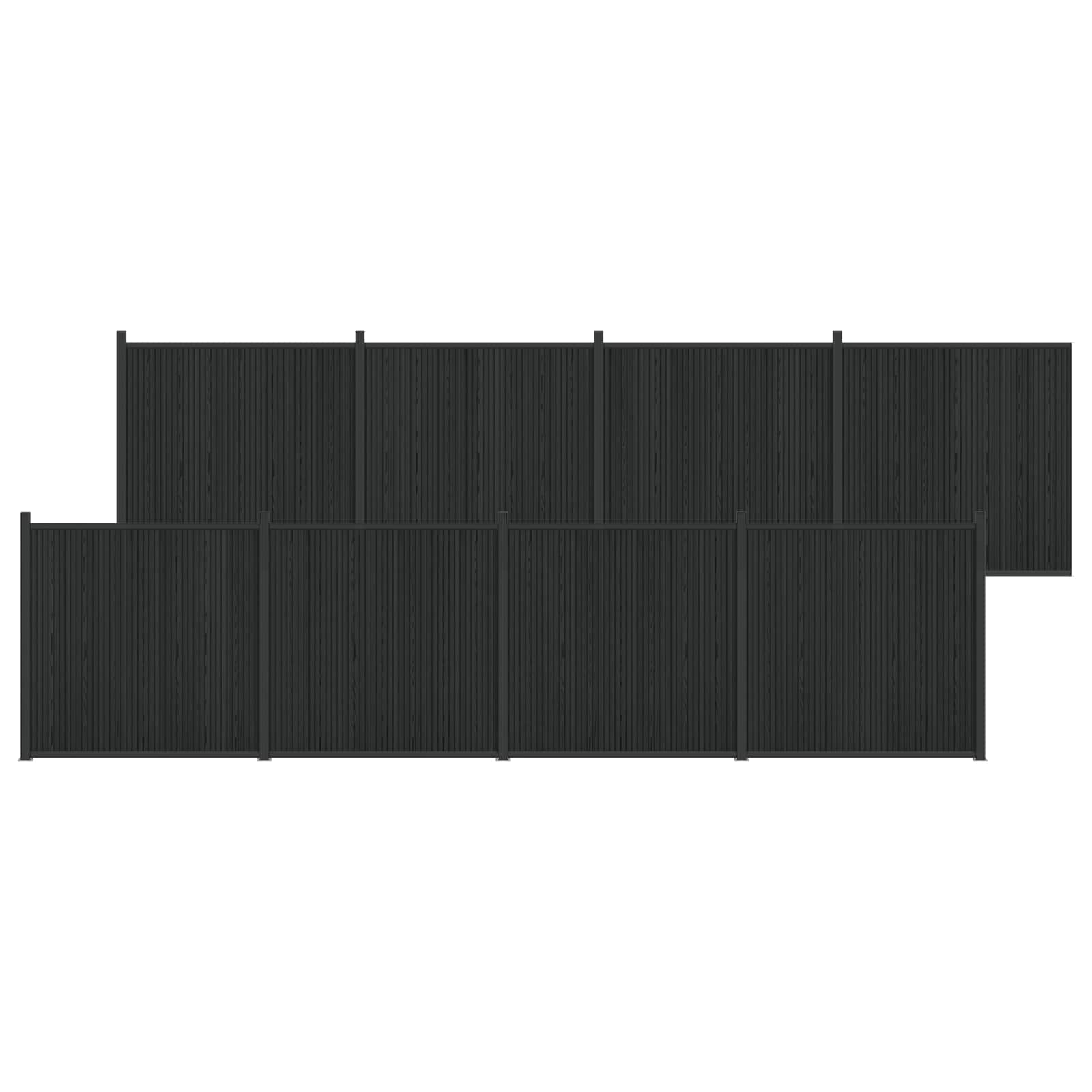 Panel ograde 8 pcs WPC i aluminij Crna