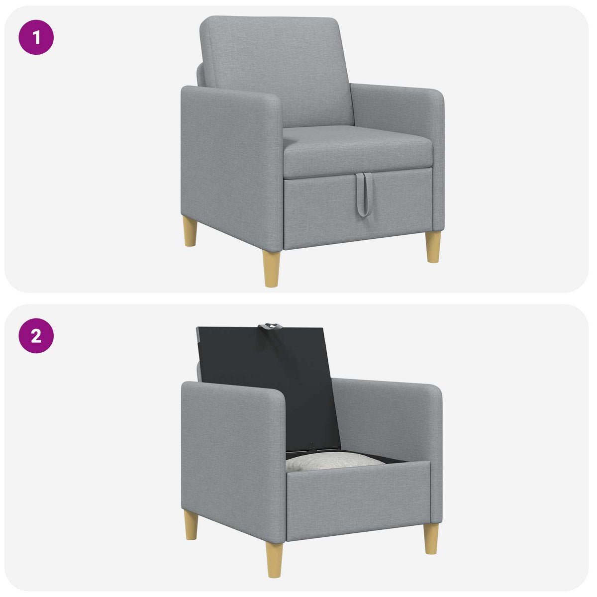 Sofa s pohranom Svjetlosiva 72 x 78 x 87 cm Poliester