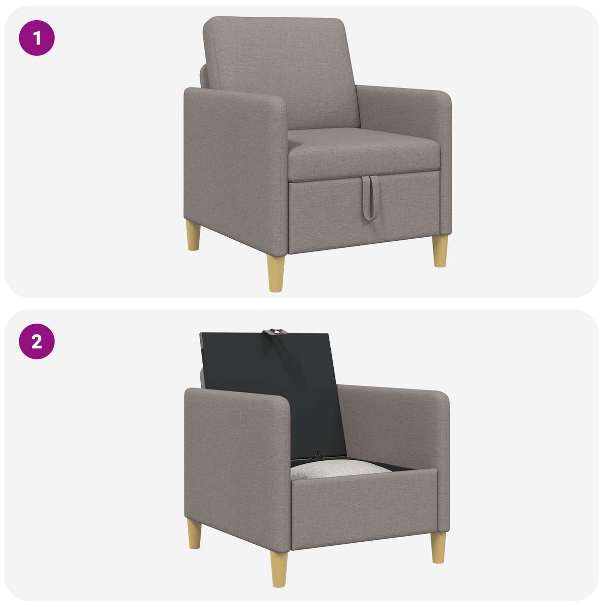 Sofa s pohranom Sivosmeđa 72 x 78 x 87 cm Poliester
