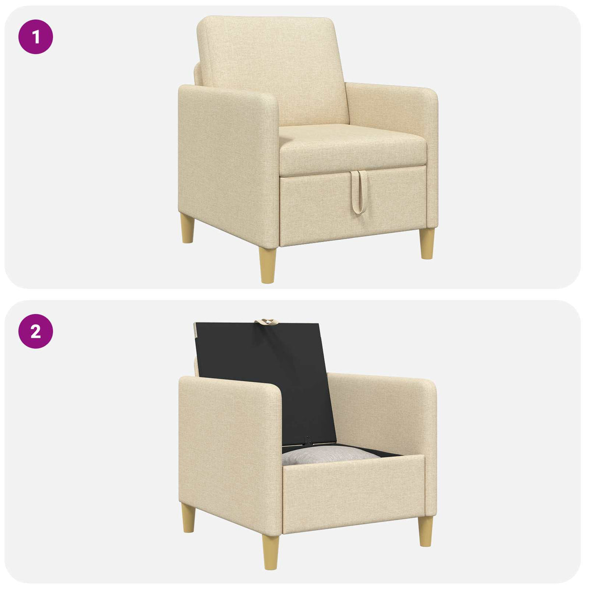 Sofa s pohranom Krem 72 x 78 x 87 cm Poliester